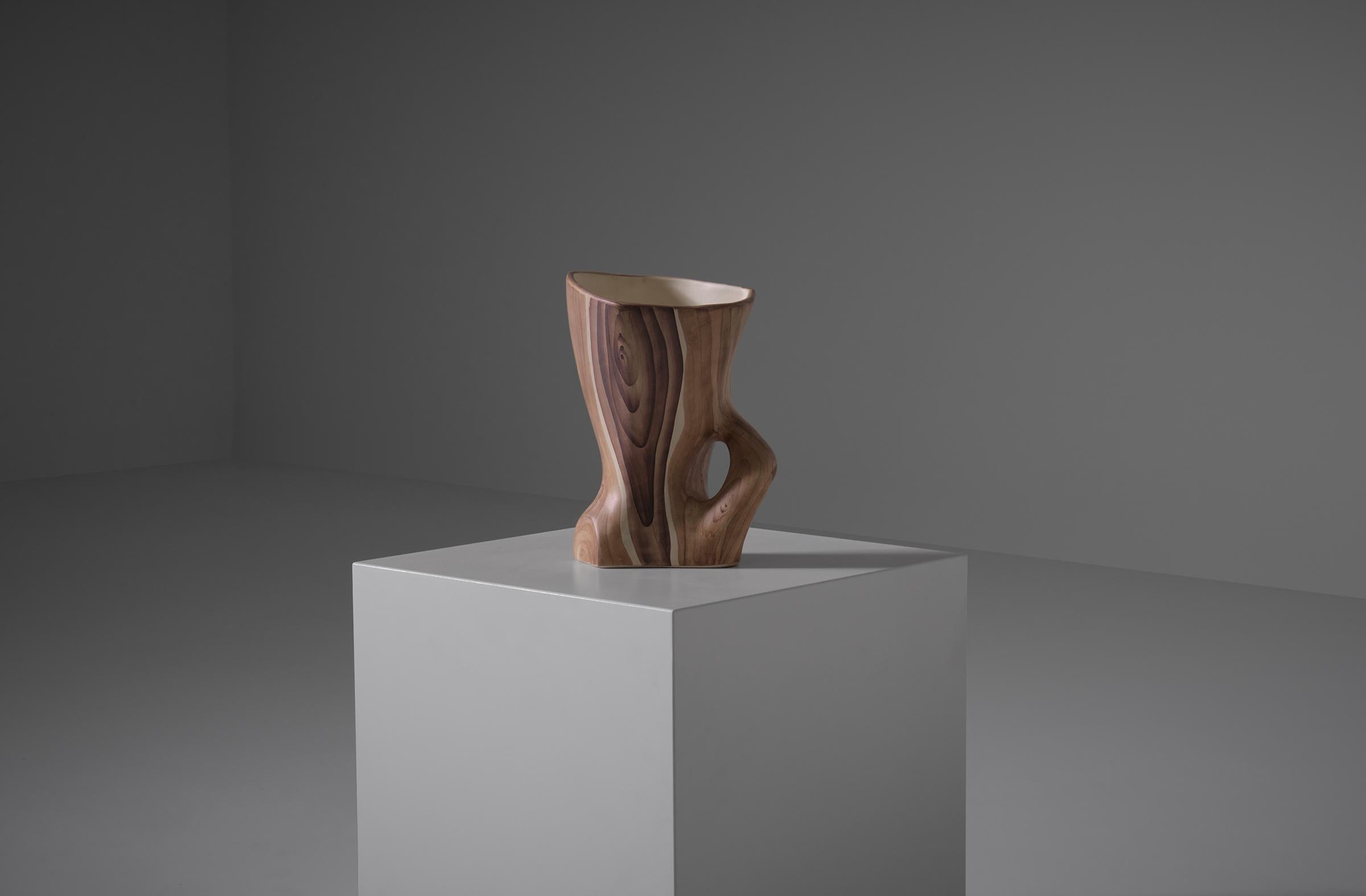 ‘Faux Bois’ Ceramic Vase by Grandjean Jourdan, Vallauris 1950s 2