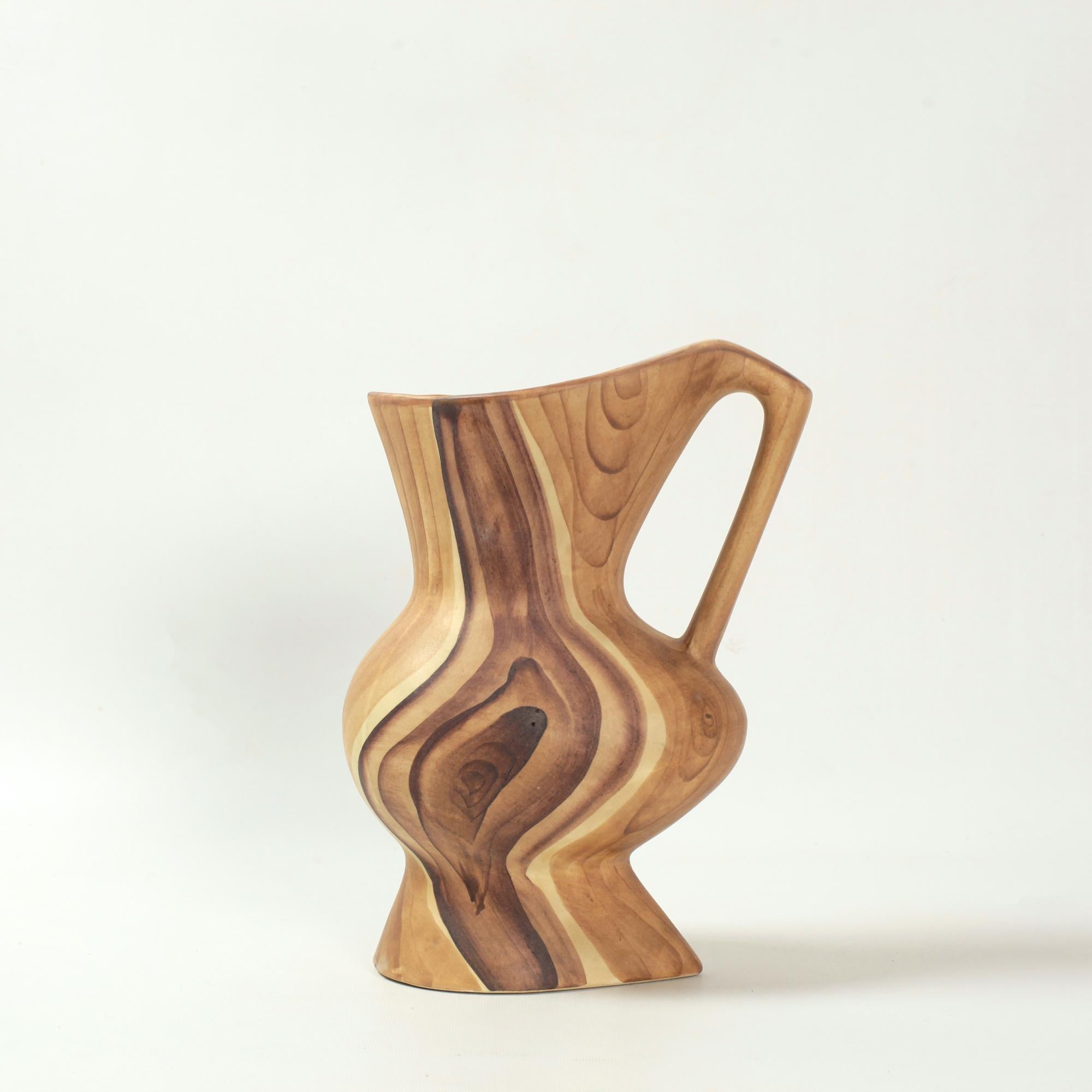 Faux Bois Keramische Vase von Grandjean Jourdan, Vallauris, Frankreich, 1960er Jahre (Moderne der Mitte des Jahrhunderts) im Angebot
