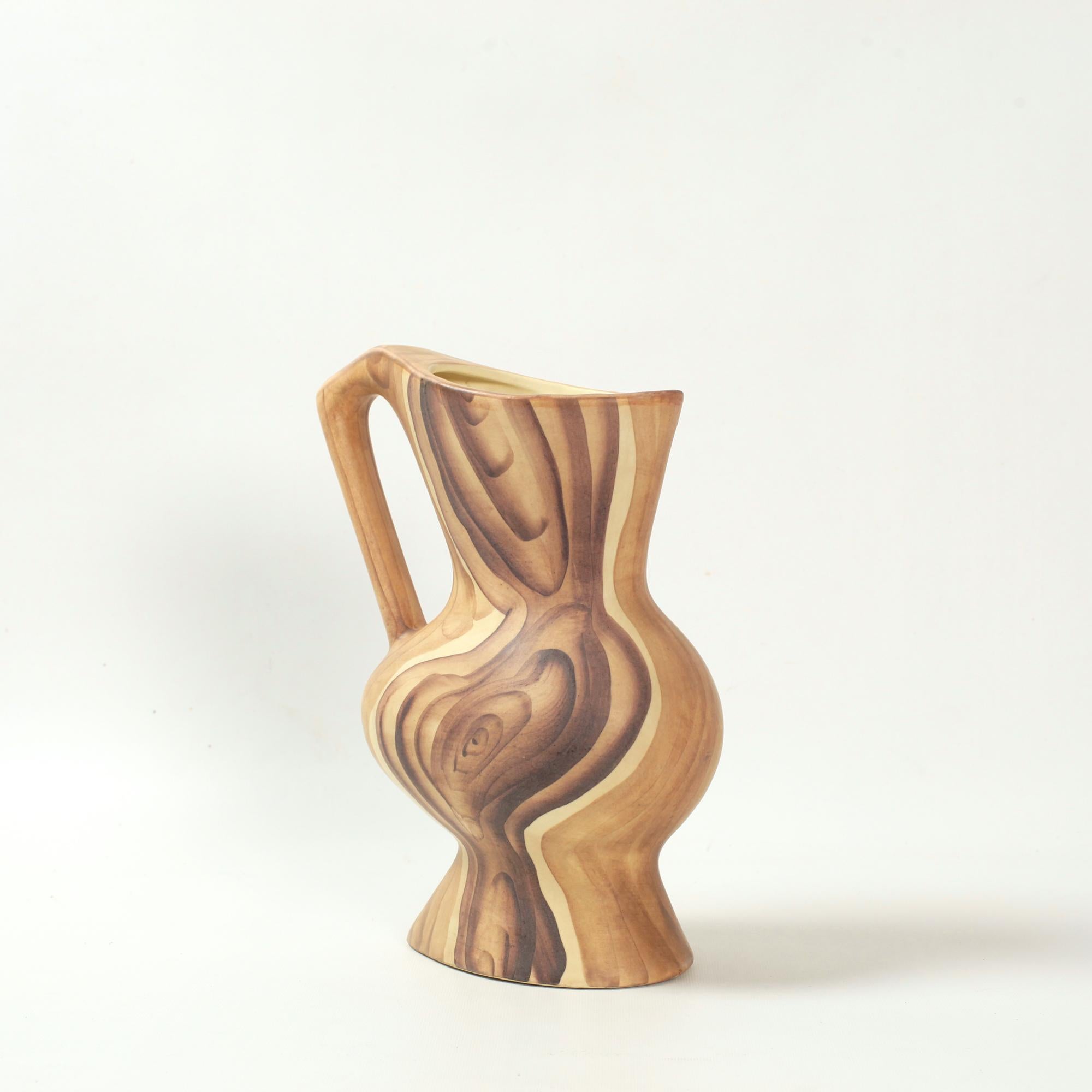 Faux Bois Keramische Vase von Grandjean Jourdan, Vallauris, Frankreich, 1960er Jahre (Französisch) im Angebot