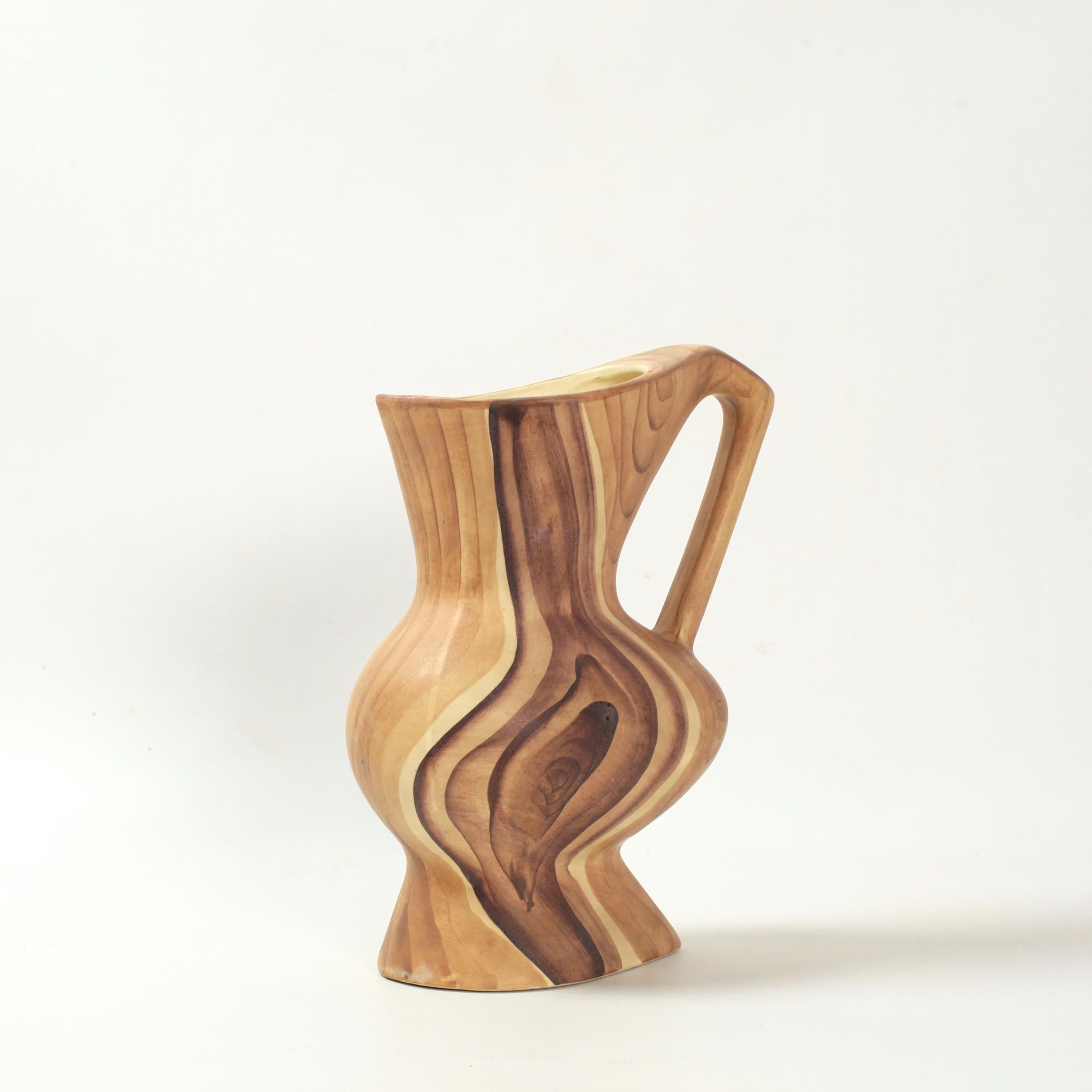 Faux Bois Keramische Vase von Grandjean Jourdan, Vallauris, Frankreich, 1960er Jahre (Glasiert) im Angebot