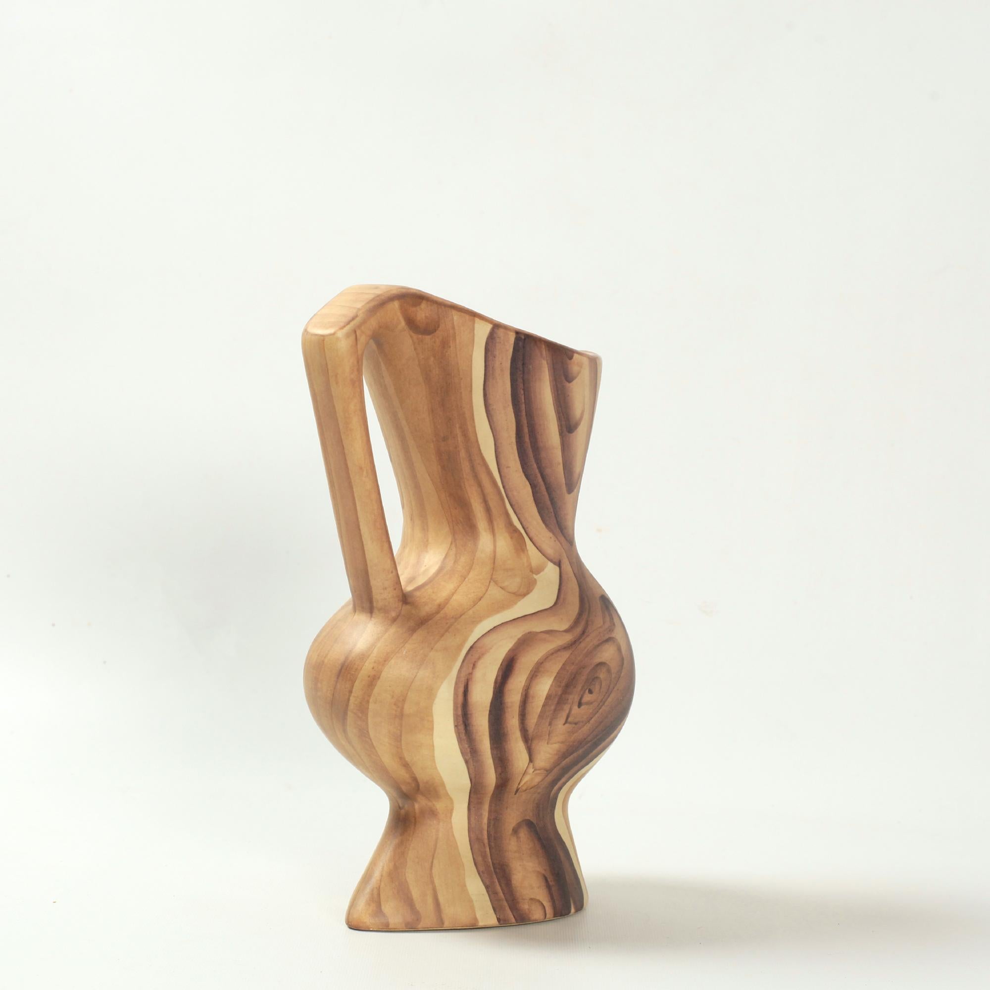 Faux Bois Keramische Vase von Grandjean Jourdan, Vallauris, Frankreich, 1960er Jahre (Mitte des 20. Jahrhunderts) im Angebot