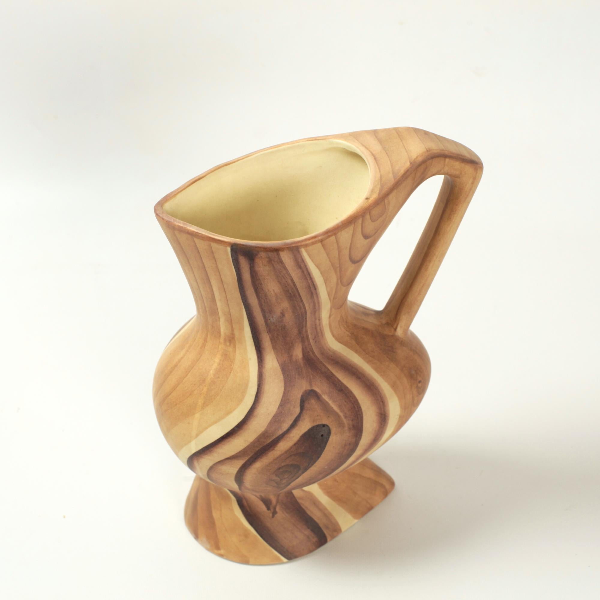 Faux Bois Keramische Vase von Grandjean Jourdan, Vallauris, Frankreich, 1960er Jahre (Keramik) im Angebot