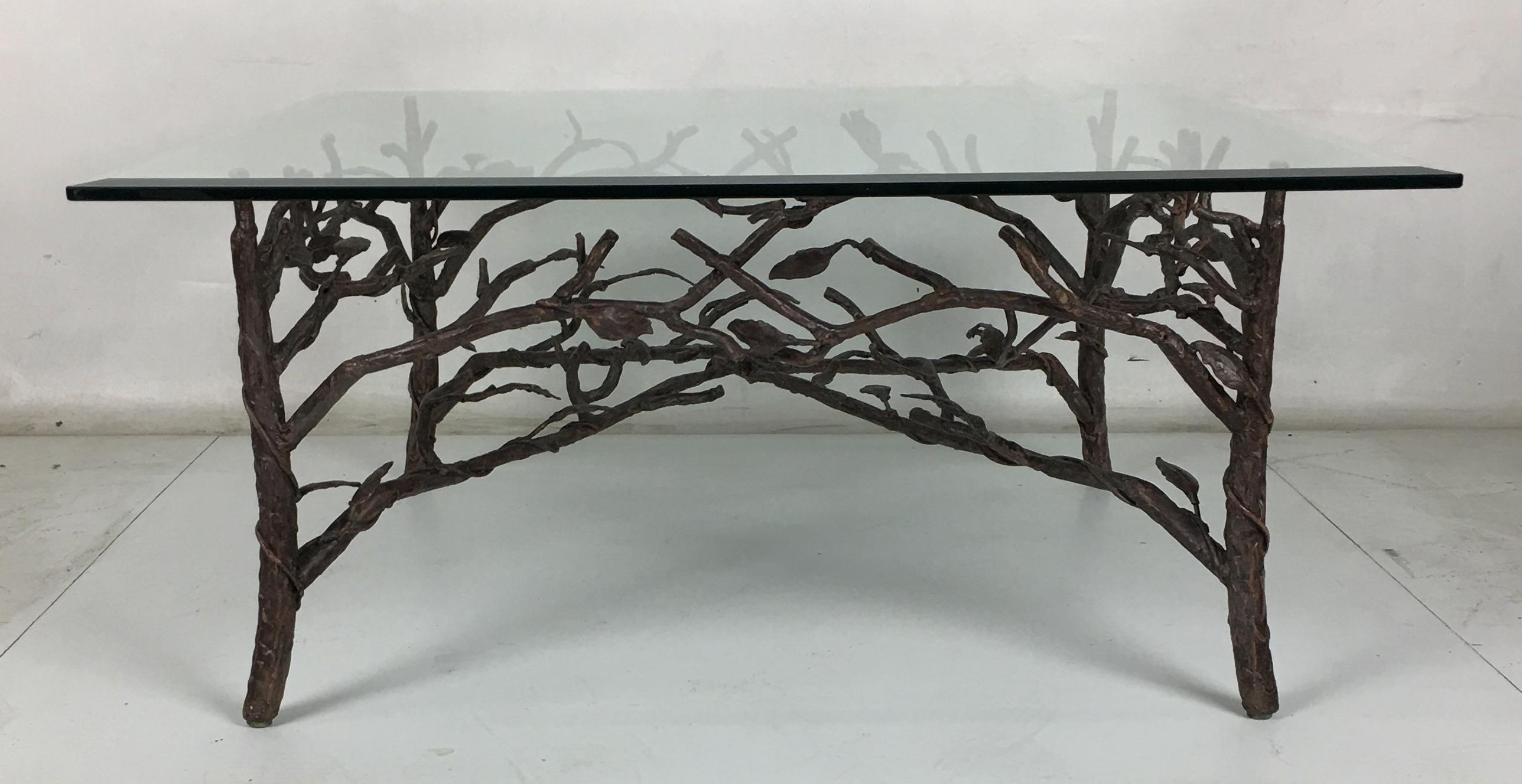 Organic Modern Faux Bois Coffee Table in the Style of Giacometti