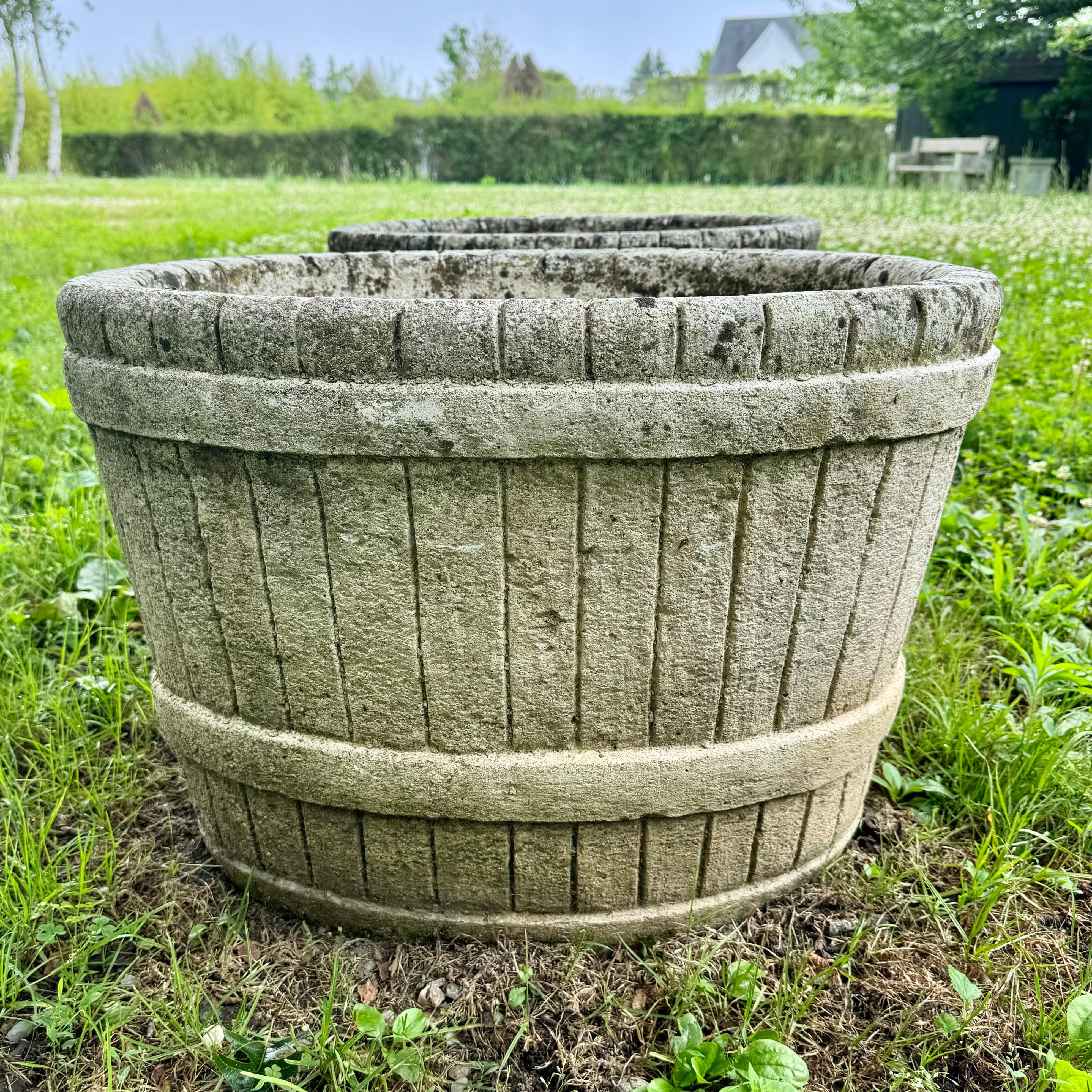 Faux Bois Concrete Basket Planters, 1950s France For Sale 7