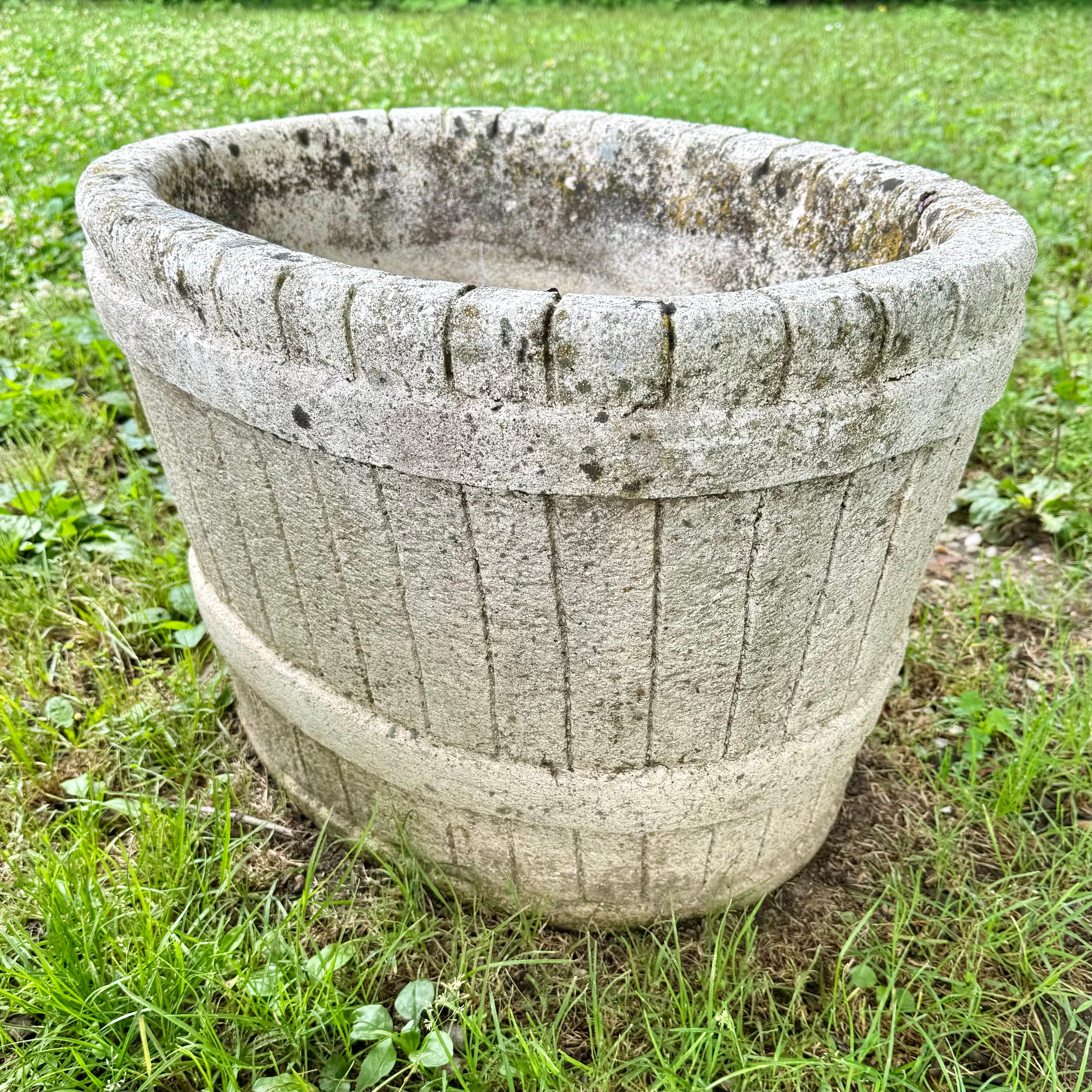 Mid-20th Century Faux Bois Concrete Basket Planters, 1950s France For Sale