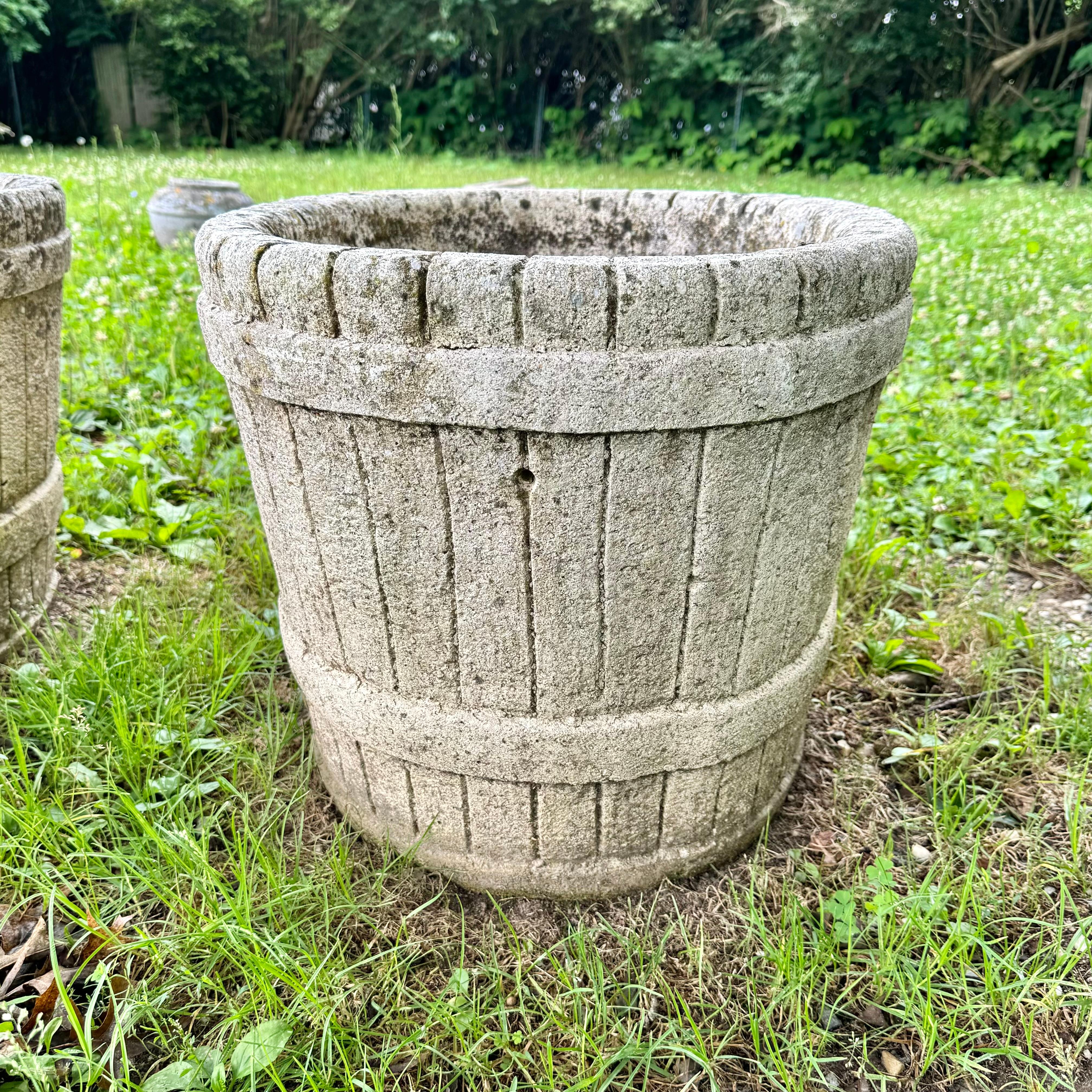 Faux Bois Concrete Basket Planters, 1950s France For Sale 1