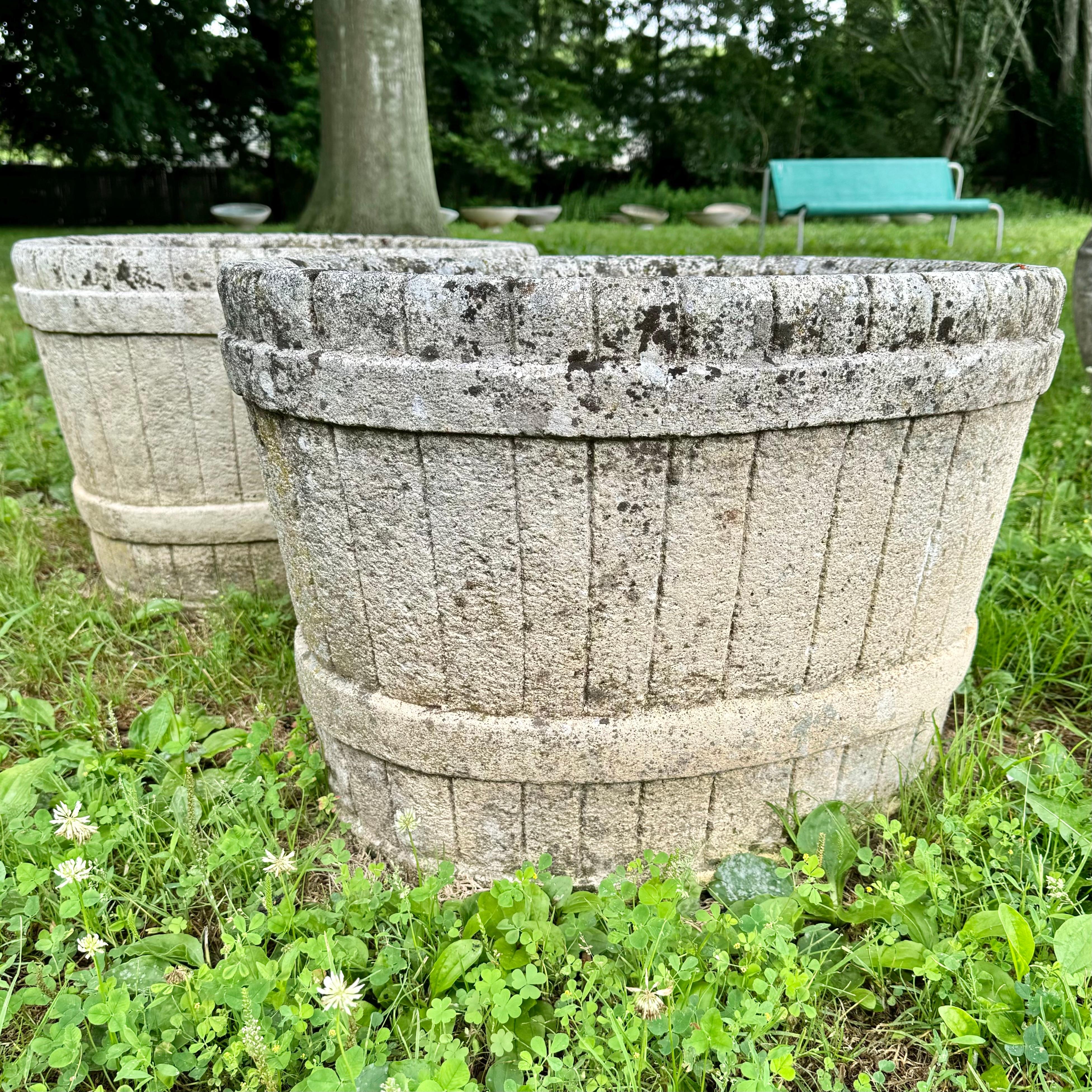 Faux Bois Concrete Basket Planters, 1950s France For Sale 3