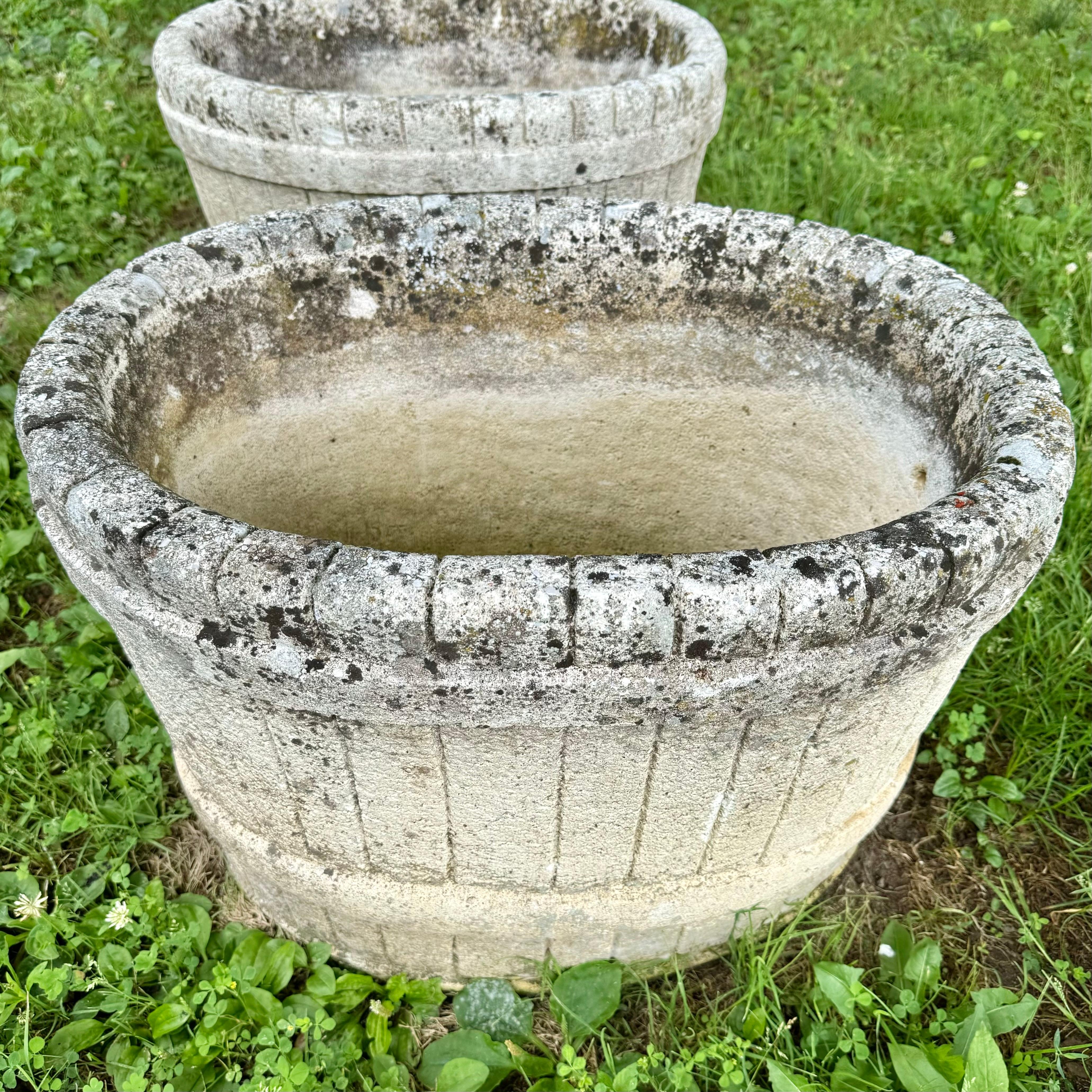 Faux Bois Concrete Basket Planters, 1950s France For Sale 4