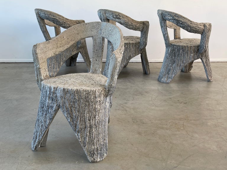 Faux Bois Concrete Garden Chairs For Sale 5