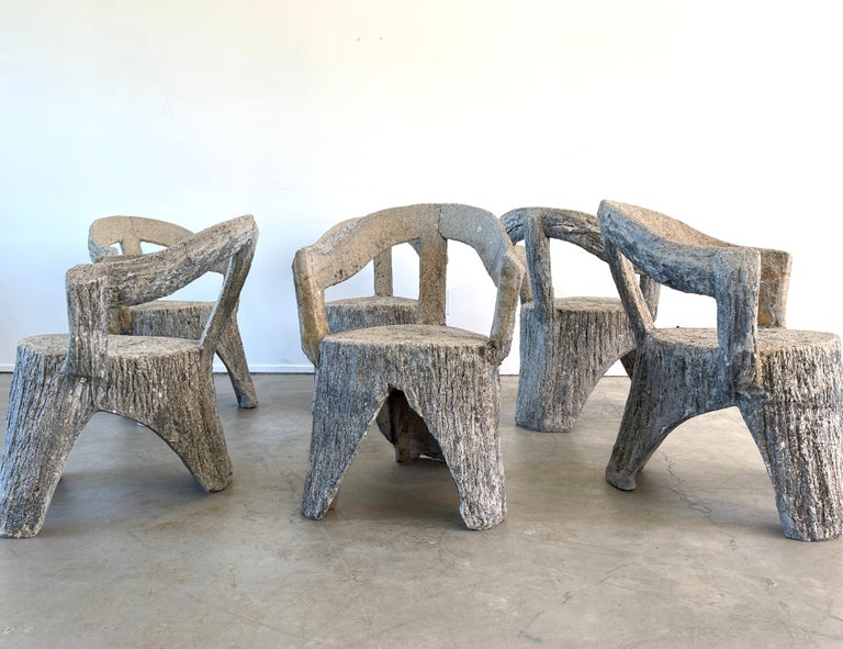 Faux Bois Concrete Garden Chairs In Good Condition For Sale In Los Angeles, CA