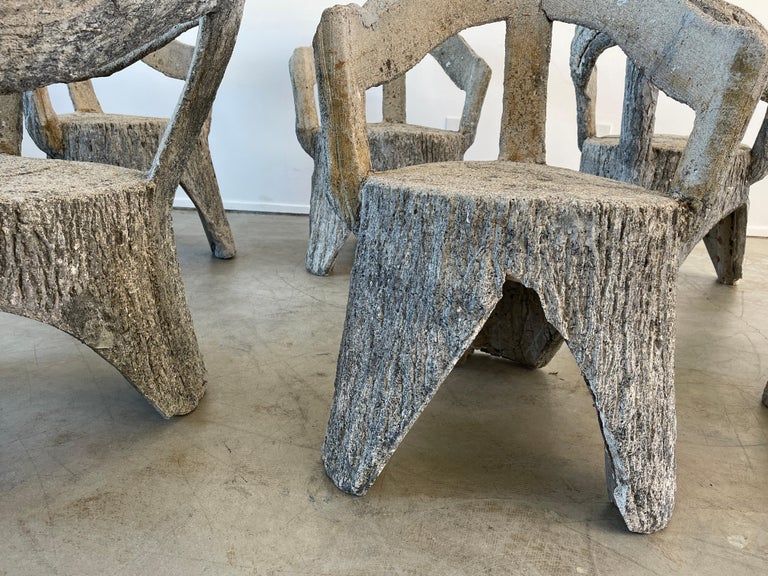 Mid-20th Century Faux Bois Concrete Garden Chairs For Sale