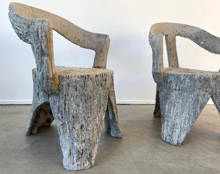 Faux Bois Concrete Garden Chairs For Sale 1