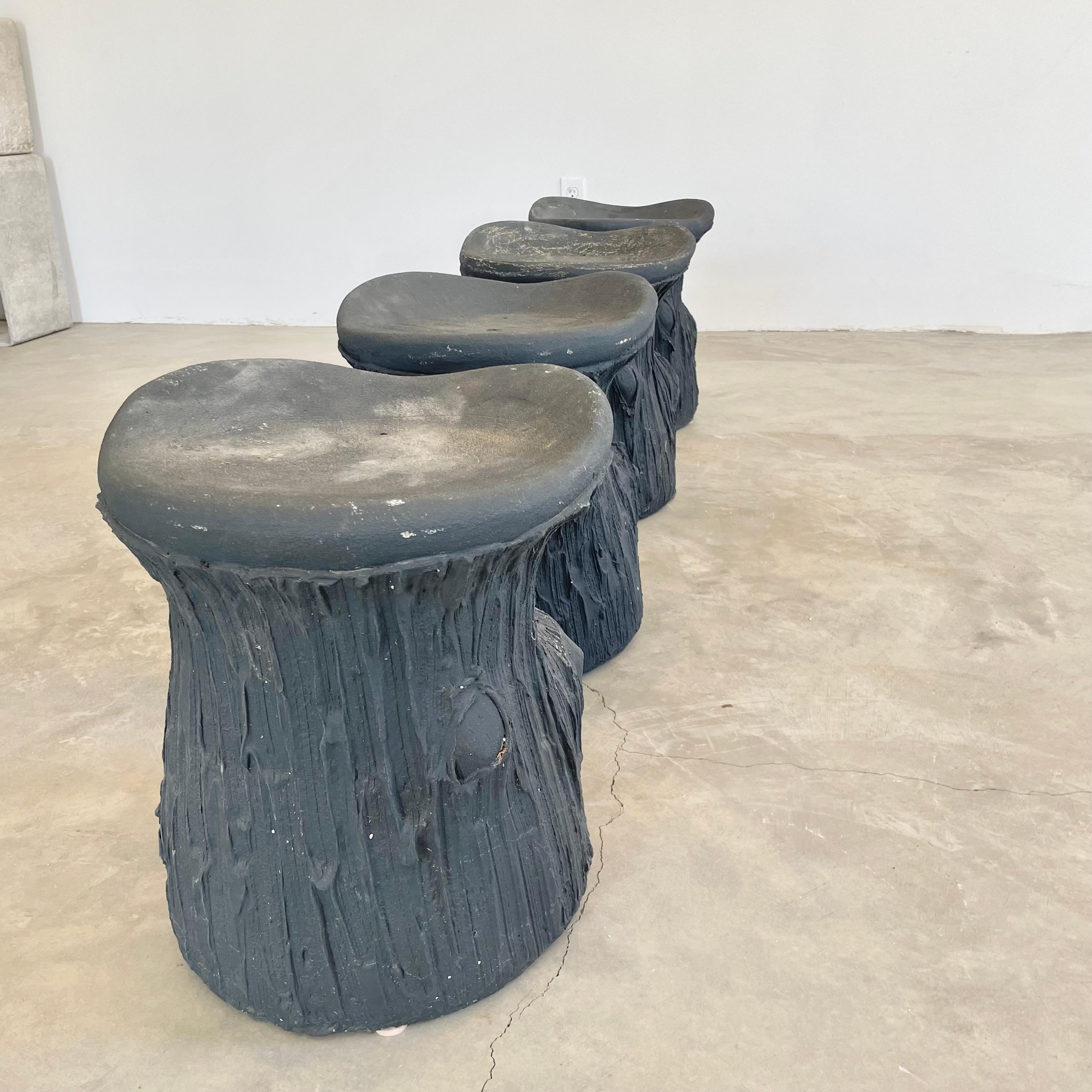 Faux Bois Concrete Stools, 1970s France In Good Condition For Sale In Los Angeles, CA