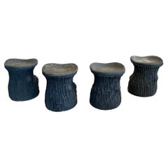 Faux Bois Concrete Stools, 1970s France