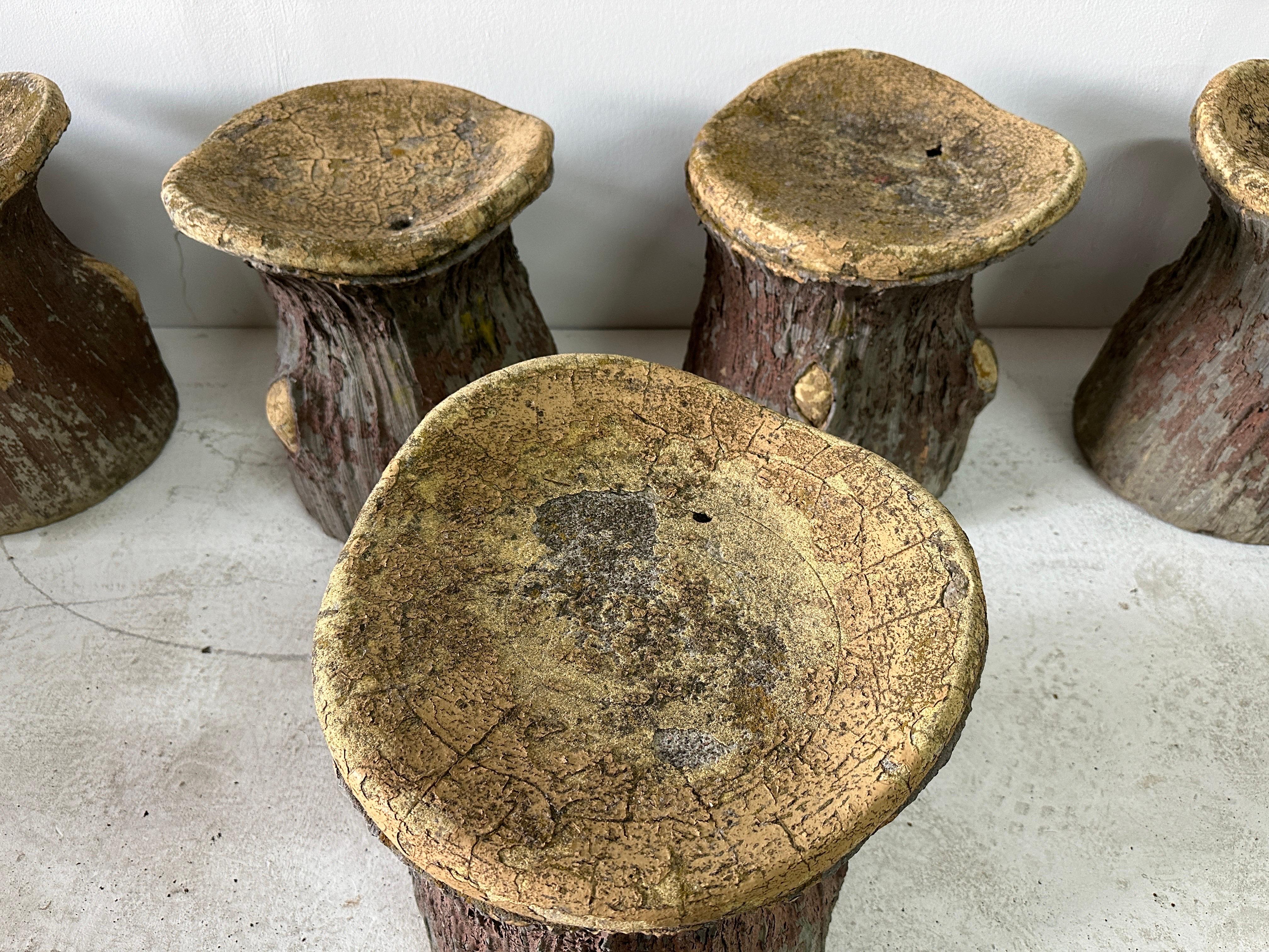 Faux Bois Concrete Stools, France 1970's (7 Available) In Good Condition In East Hampton, NY