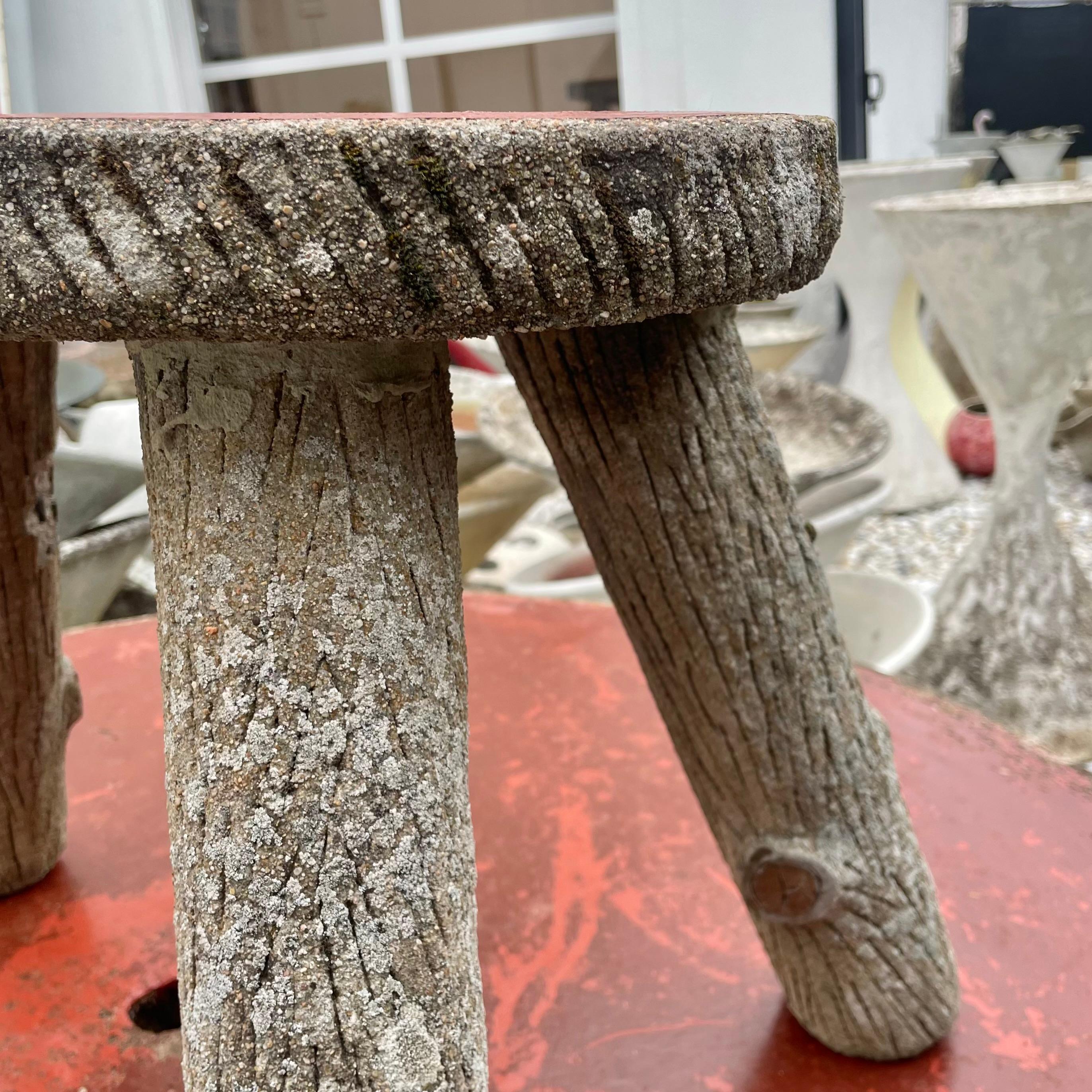 French Faux Bois Concrete Table and 5 Stools, 1970s France For Sale