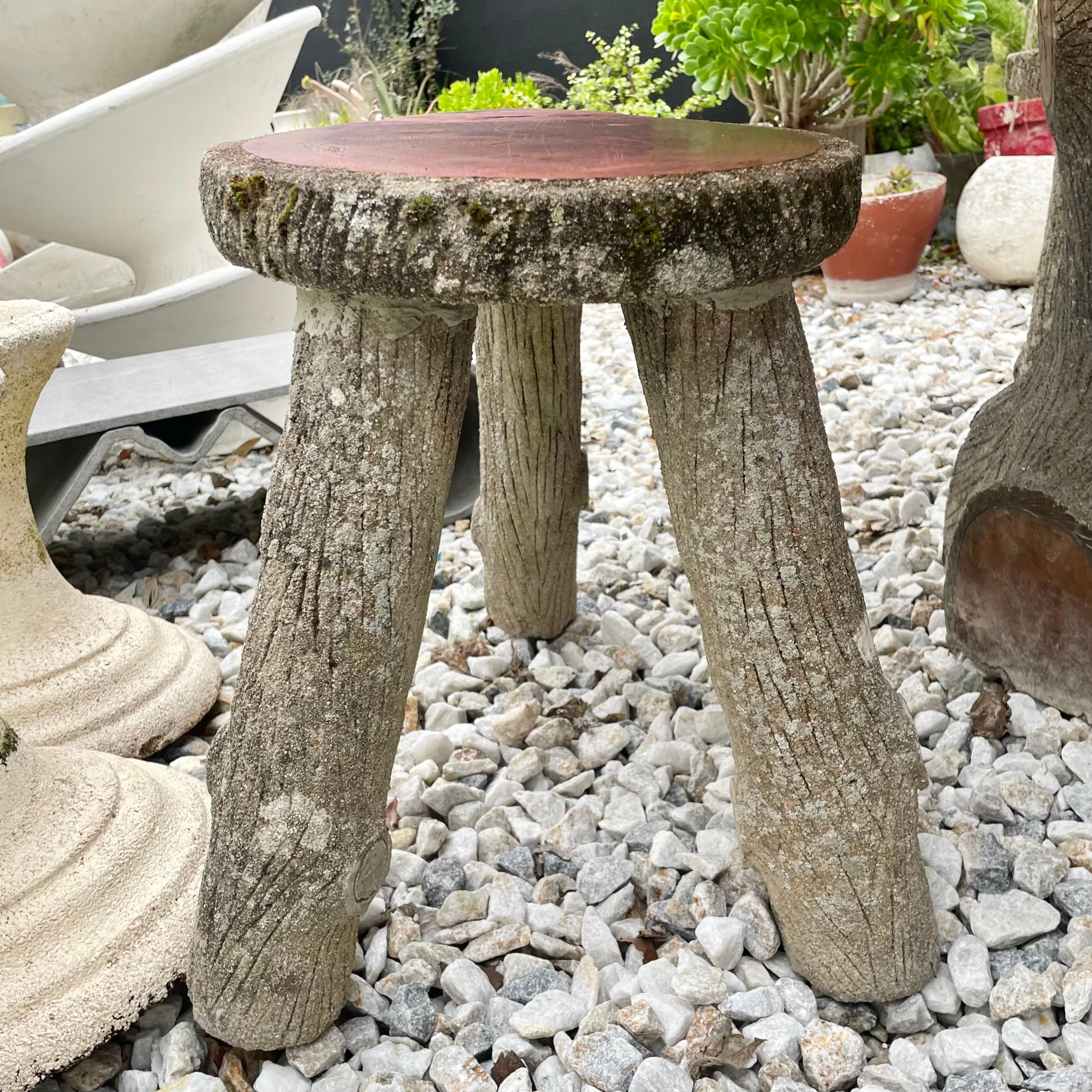 Faux Bois Concrete Table and 5 Stools, 1970s France For Sale 1