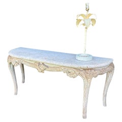 Faux Bois Console Table with Shell Stone Top