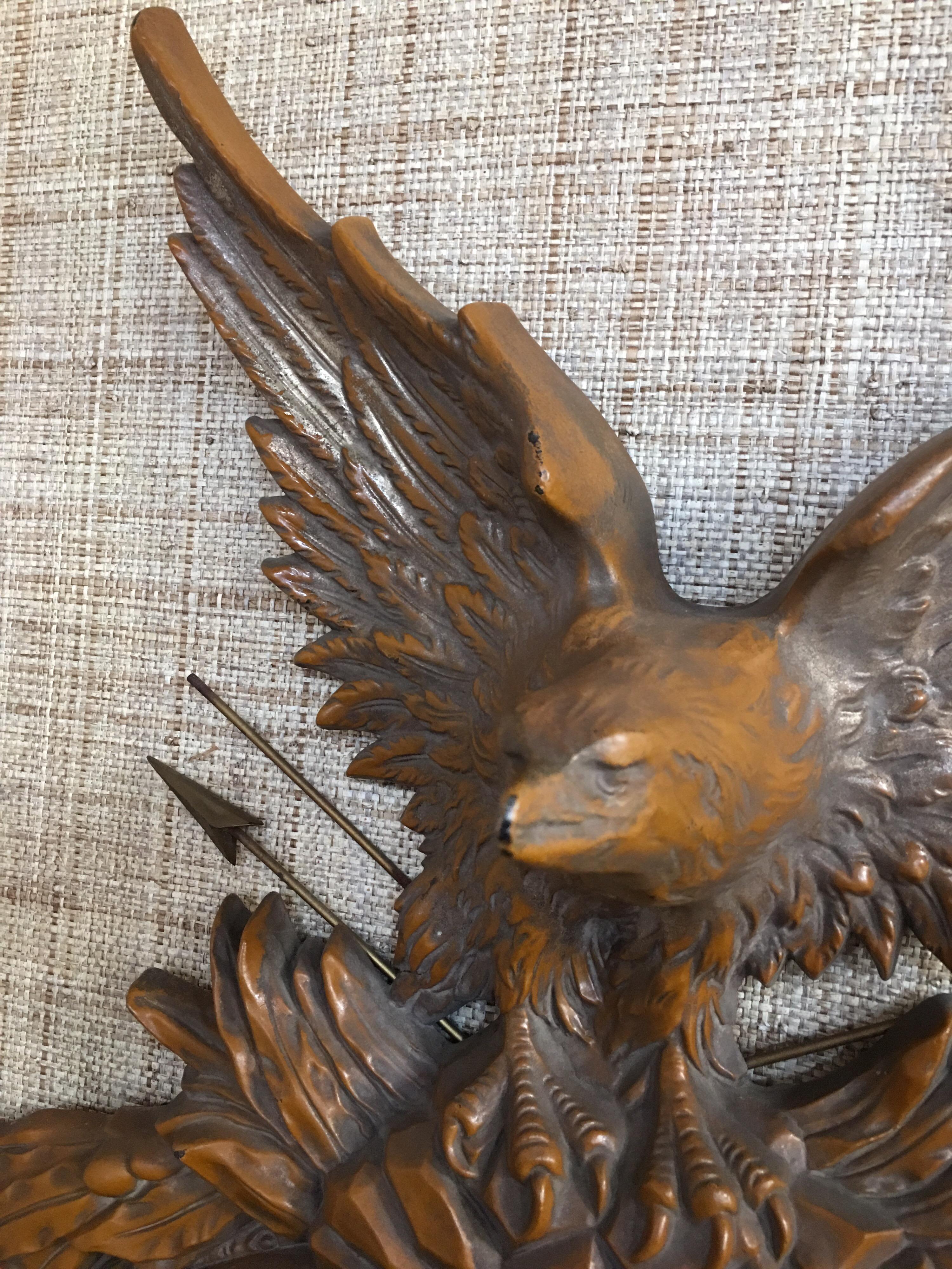 Faux Bois Federal Style Round Convex Eagle Mirror In Good Condition In Lambertville, NJ