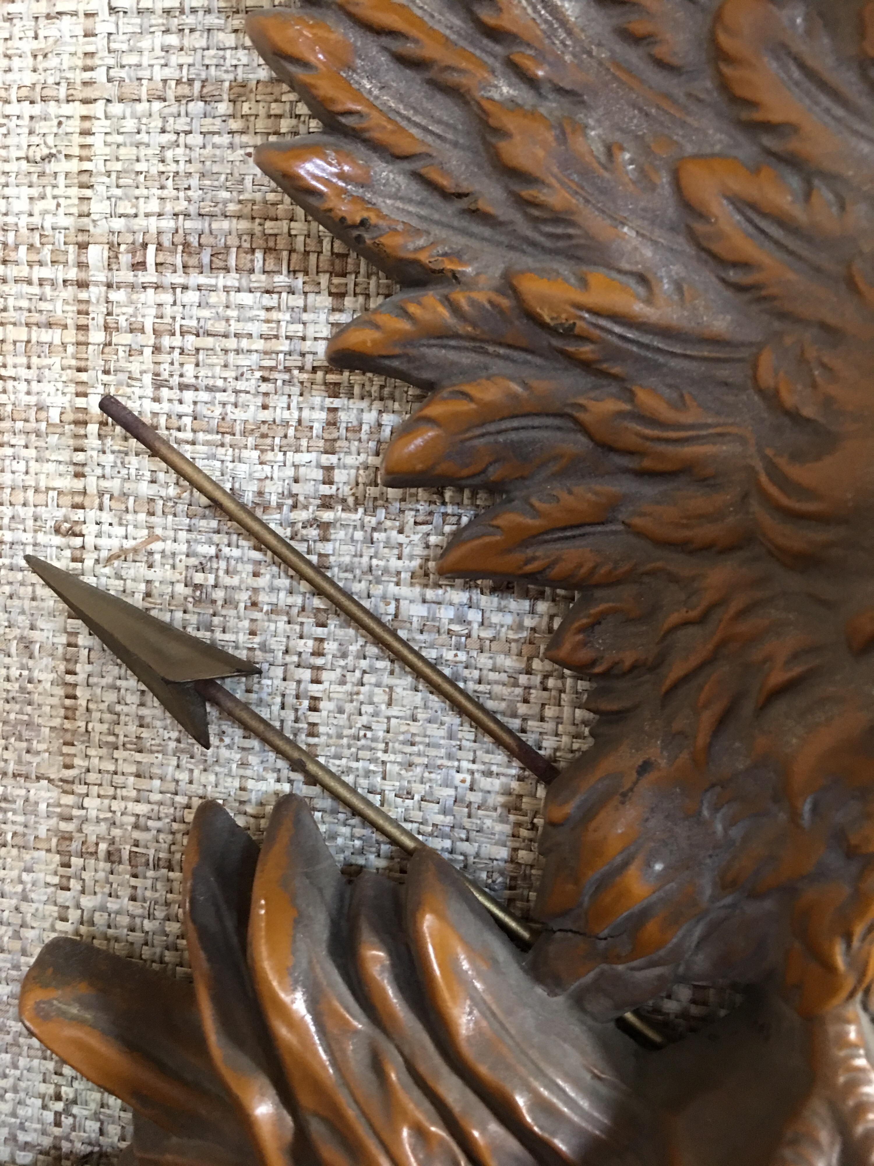 Mid-20th Century Faux Bois Federal Style Round Convex Eagle Mirror