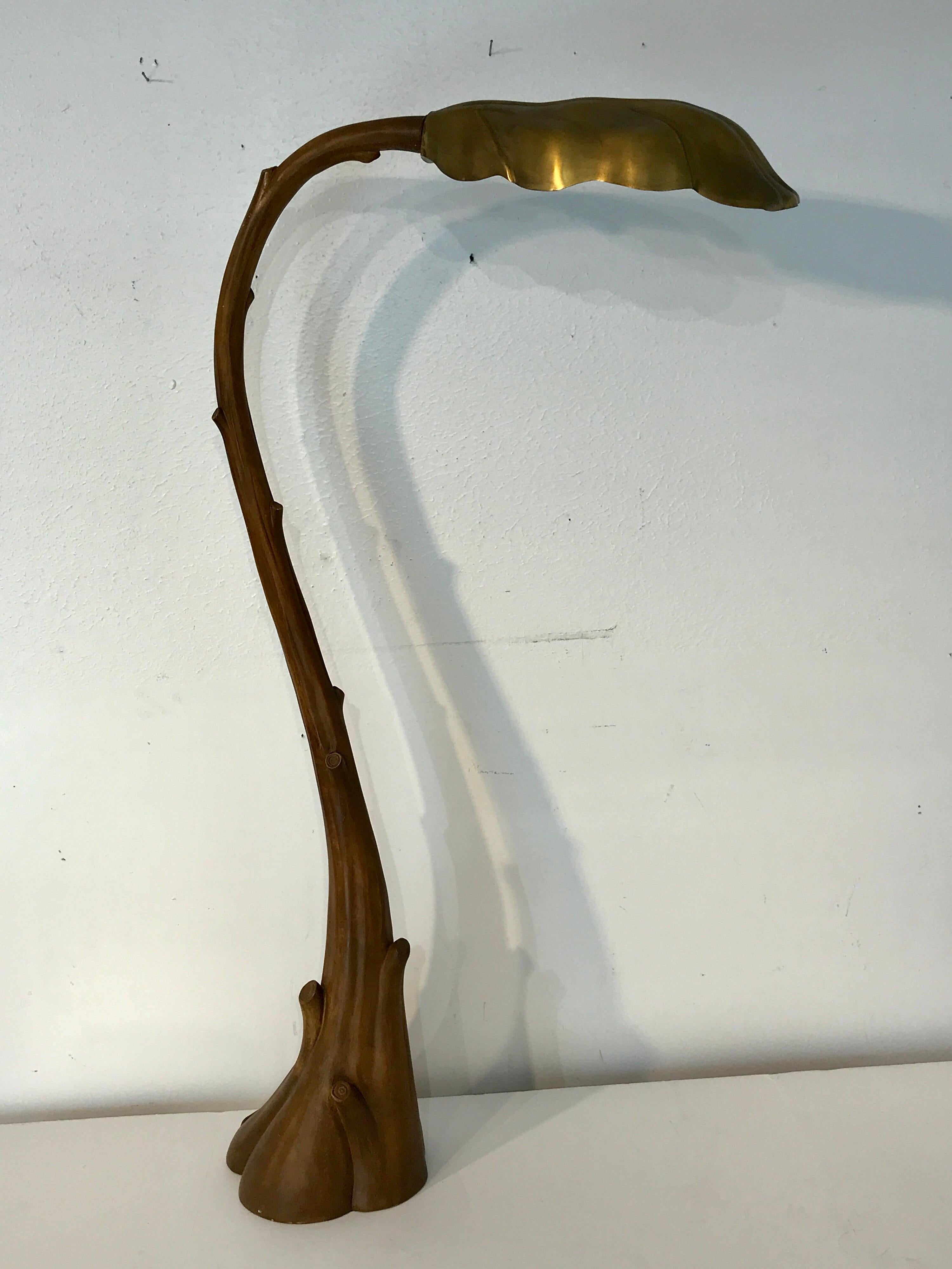 Faux Bois floor lamp, by Chapman, with adjustable patinated 12