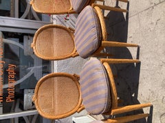 Faux Bois French Style Dining Side Chairs With Cain Backs and Rush Seats - Set 4