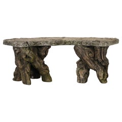 Used Faux Bois Garden Bench, 20th Century