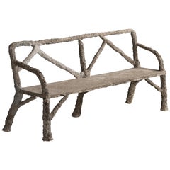 Used Faux Bois Garden Bench, France, circa 1950