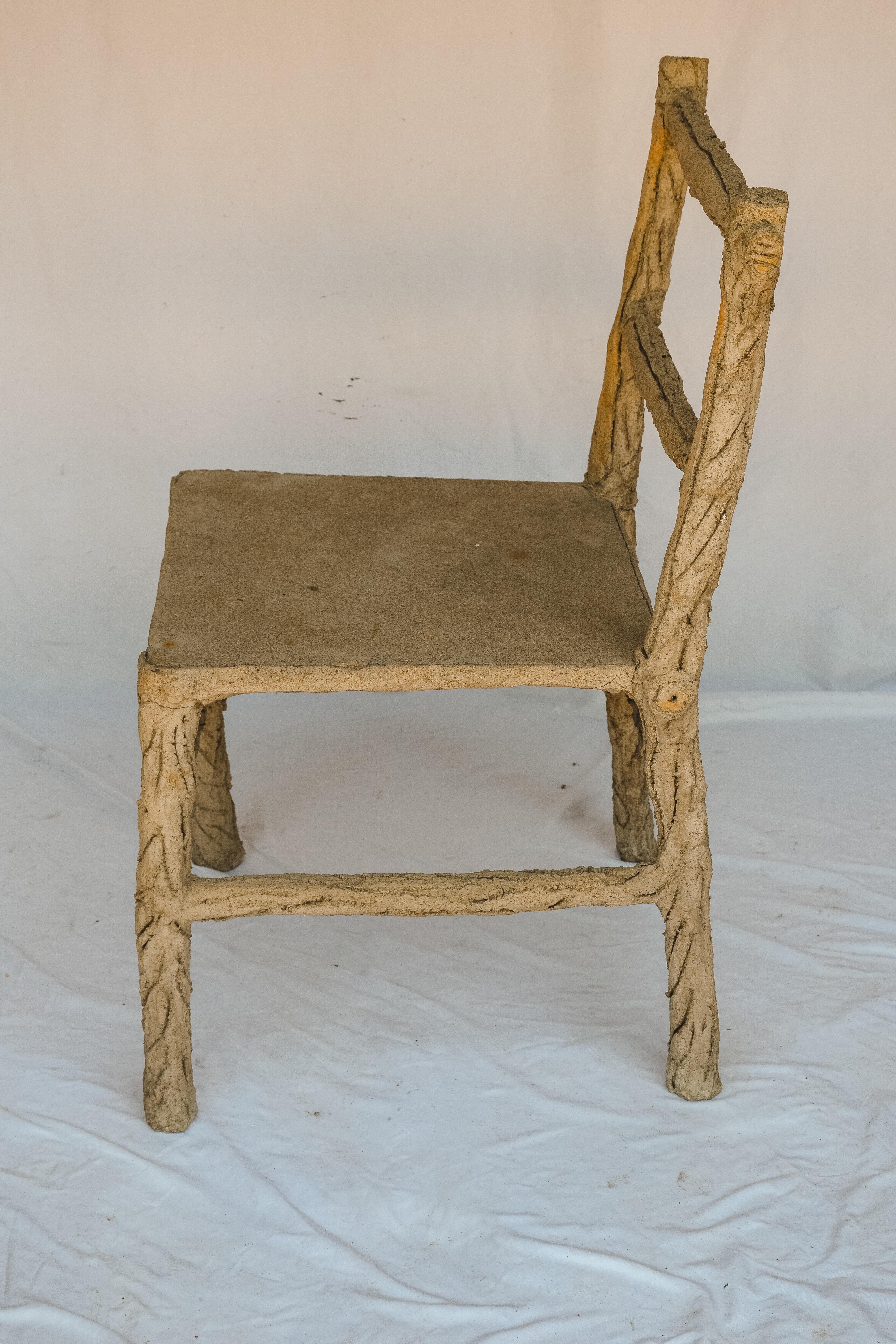 Iron Faux Bois Garden Chair For Sale