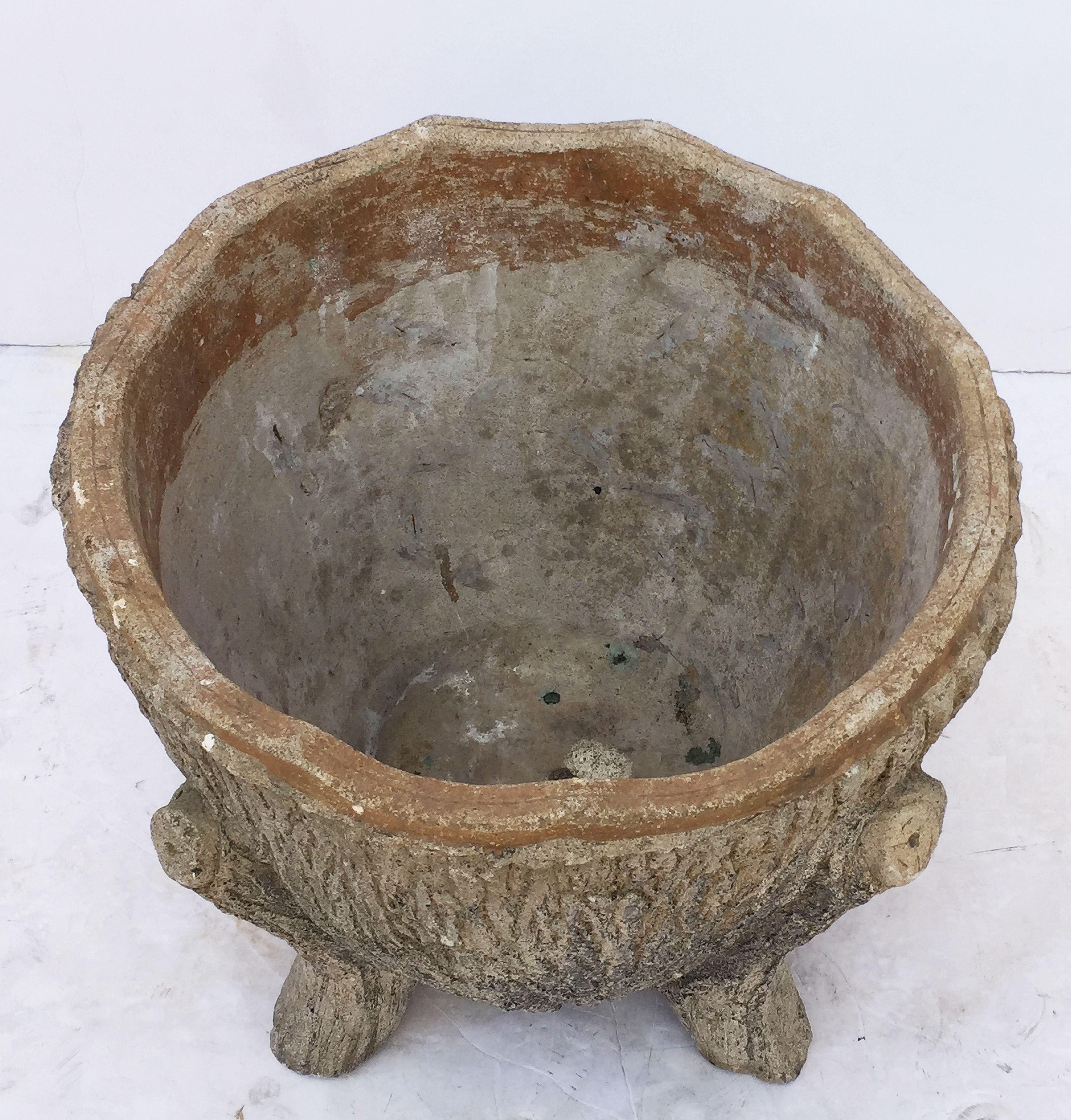 20th Century Faux Bois Garden Stone Large Jardinière Pot or Planter