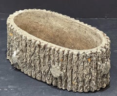 Faux Bois Garden Stone Oval Trough or Planter from France