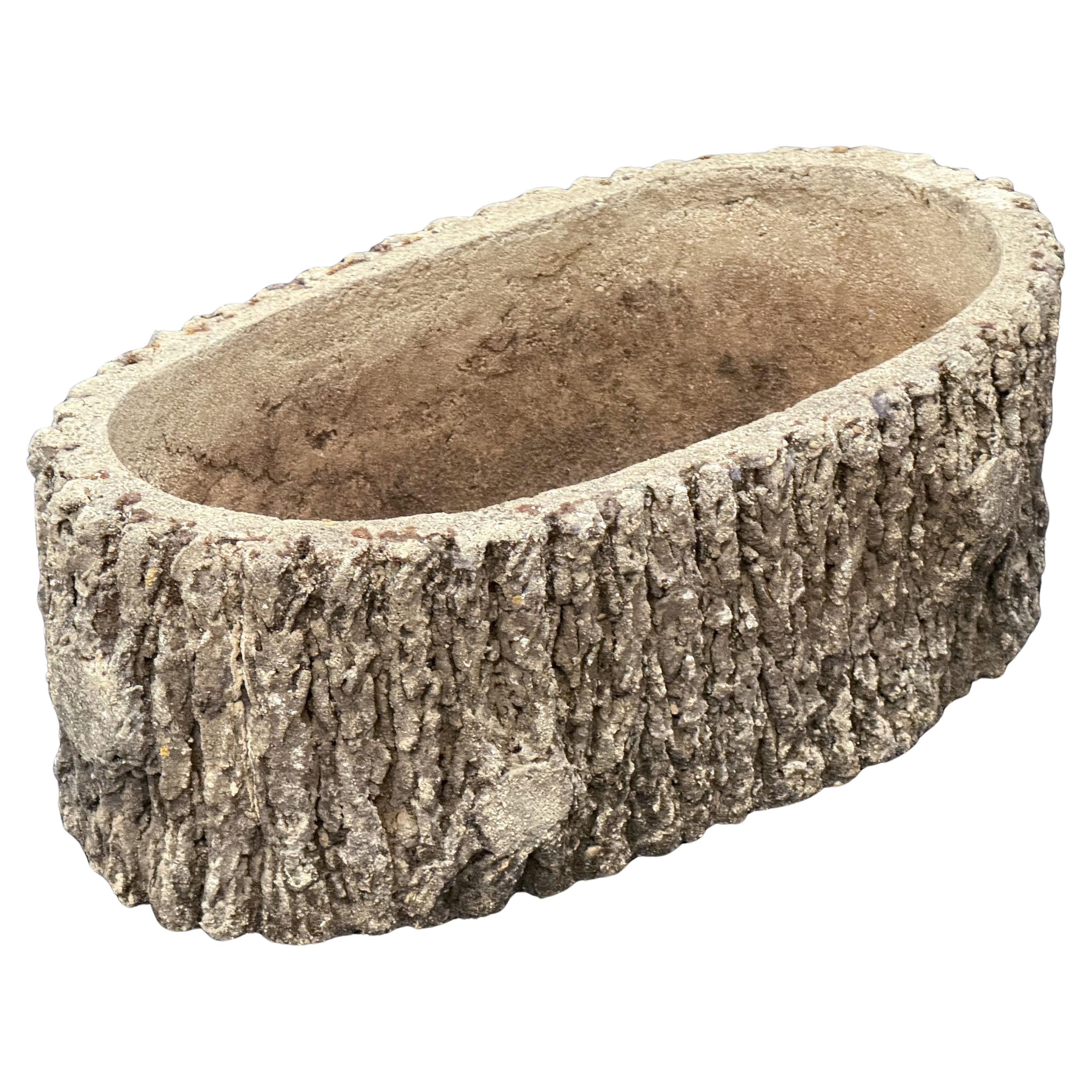 Vaso o fioriera ovale in pietra Faux Boi da giardino dalla Francia in vendita