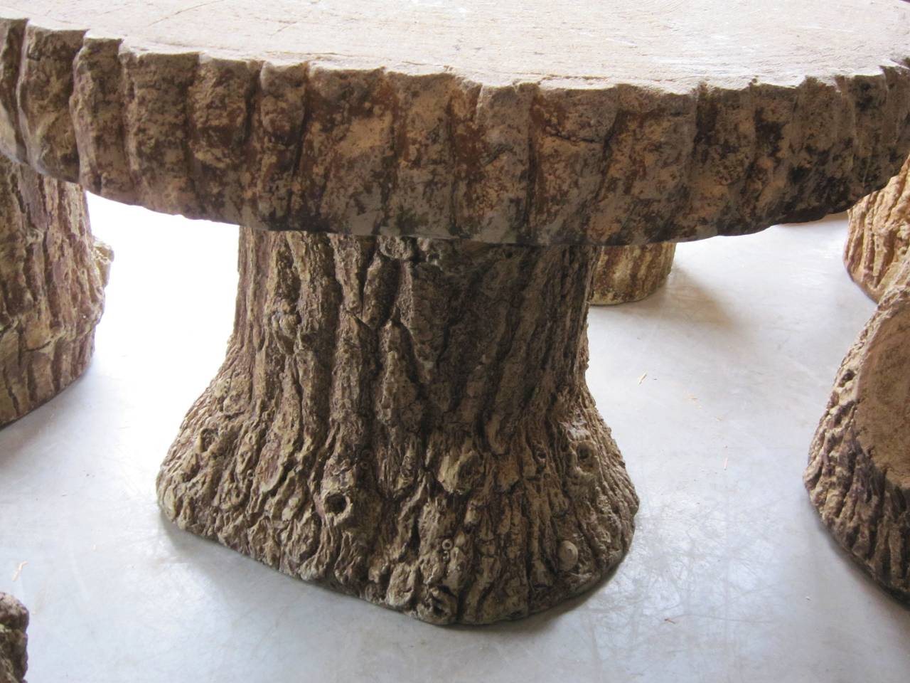 Other Faux Bois Garden Stone Set, Table and Four Stools
