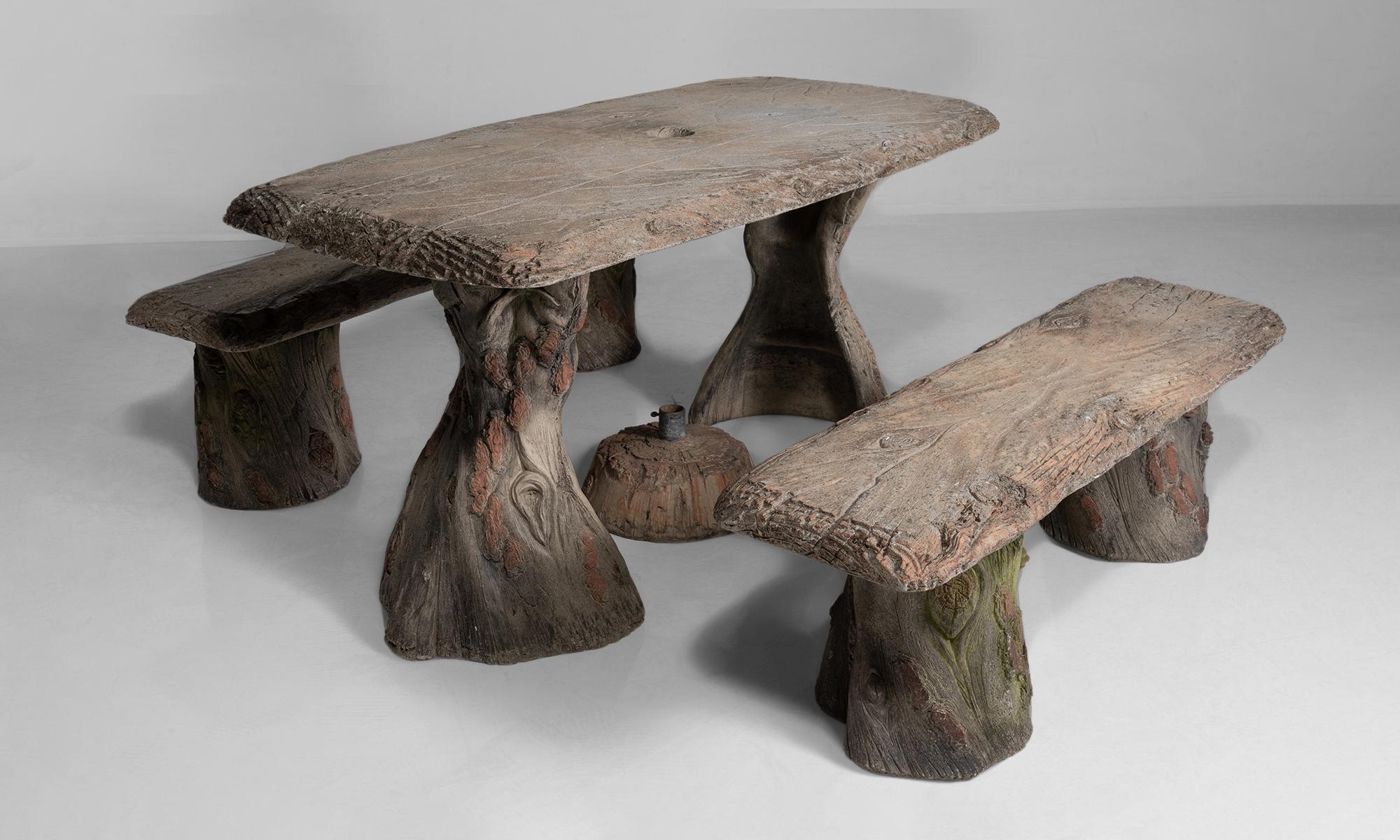Faux Bois Garden Table with Benches, France, 20th Century 2