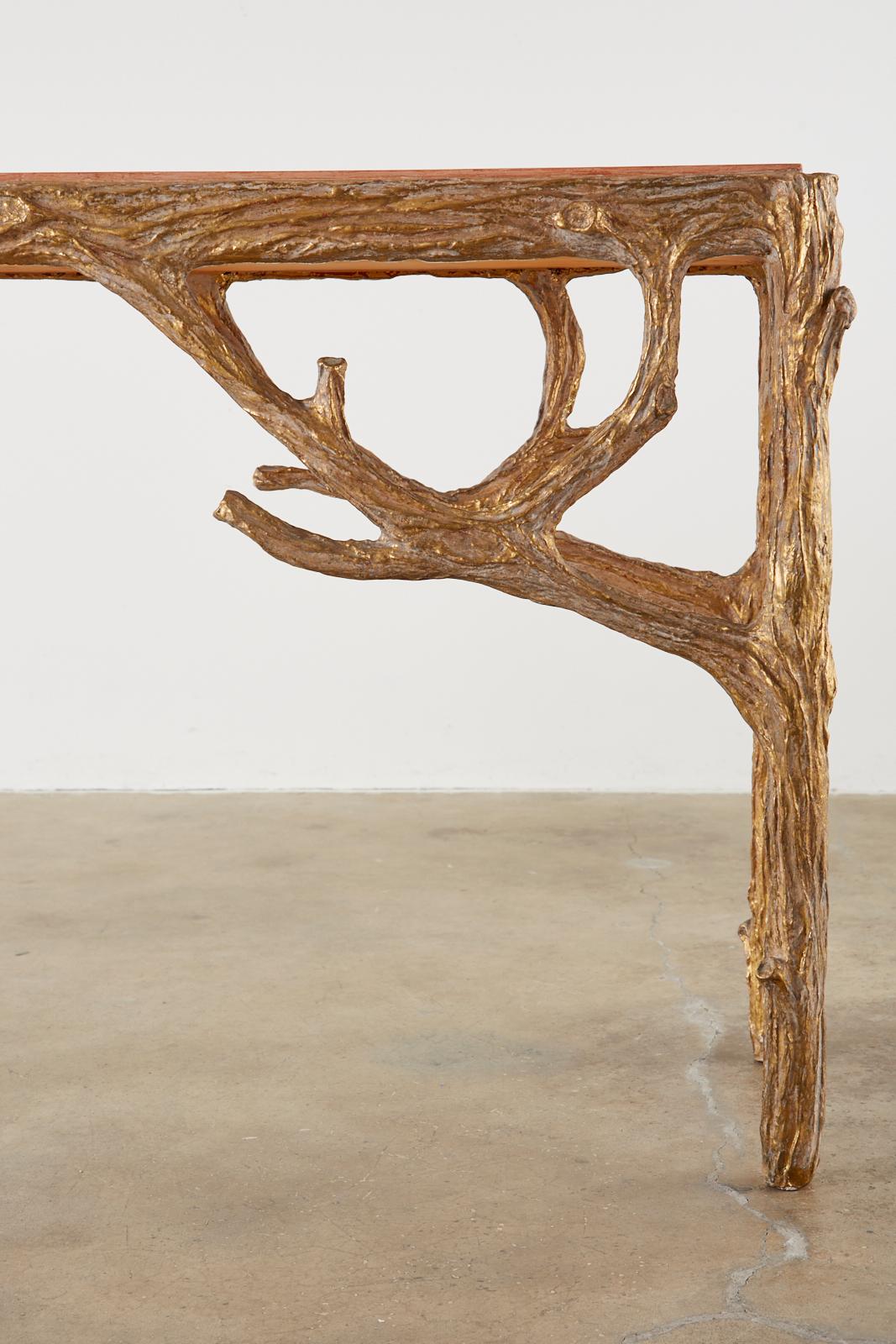 Faux Bois Gilt Gesso Console Table with Faux Marble Top 5