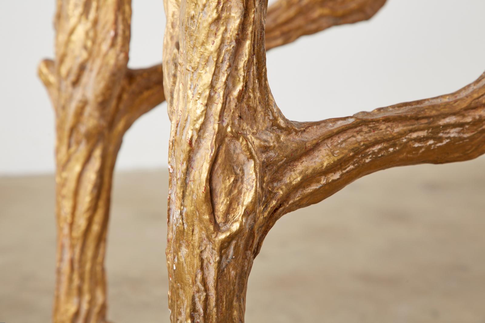 Faux Bois Gilt Gesso Console Table with Faux Marble Top 8