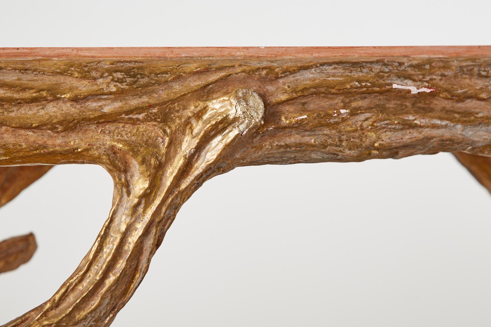 Faux Bois Gilt Gesso Console Table with Faux Marble Top 10