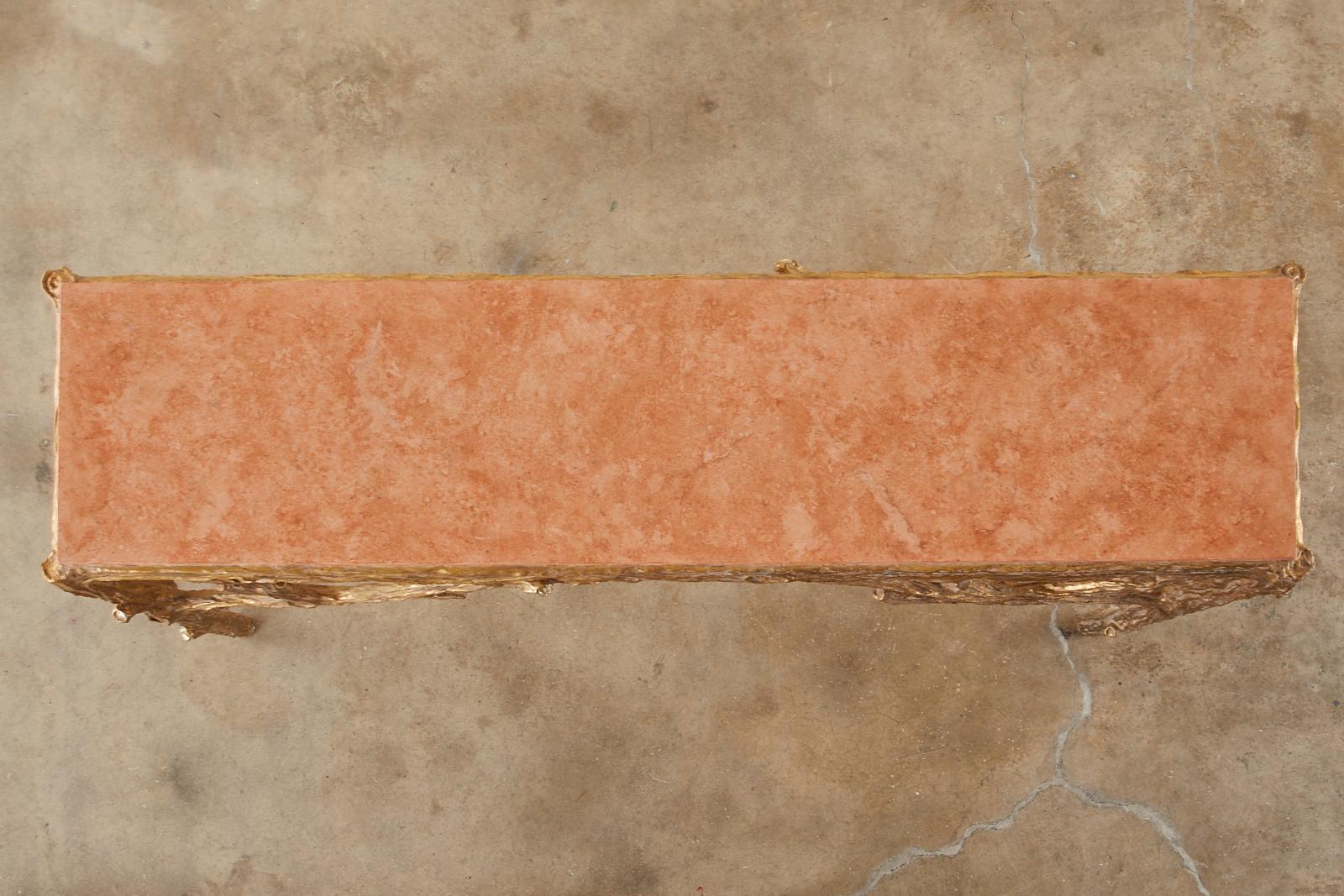 Faux Bois Gilt Gesso Console Table with Faux Marble Top 1