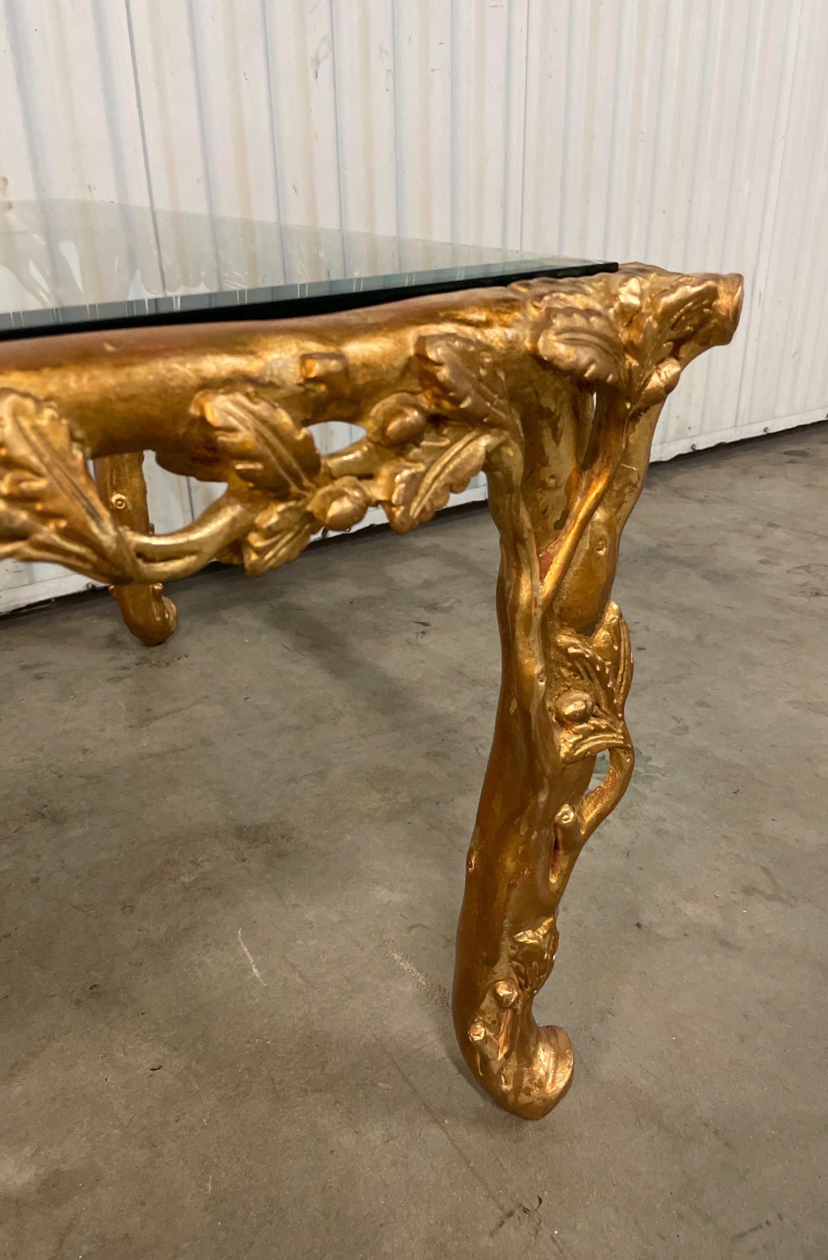 Faux Bois Hand Carved & Gilded Cocktail Table 2