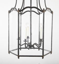 Faux Bois Hexagonal Lantern with Gilded Bow Knots