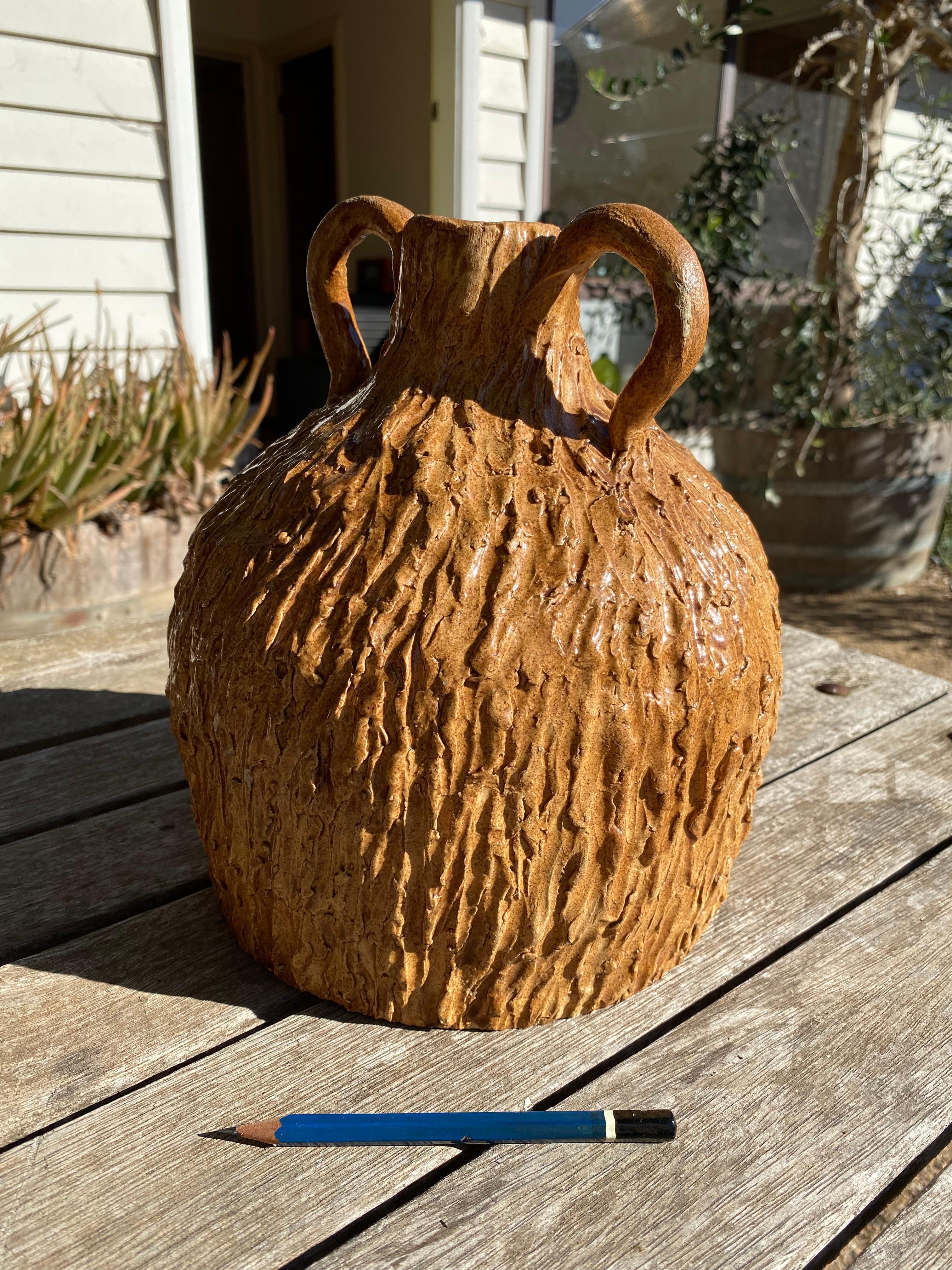 Rustico Vaso di miele Faux Boi Urna anni '80 in vendita