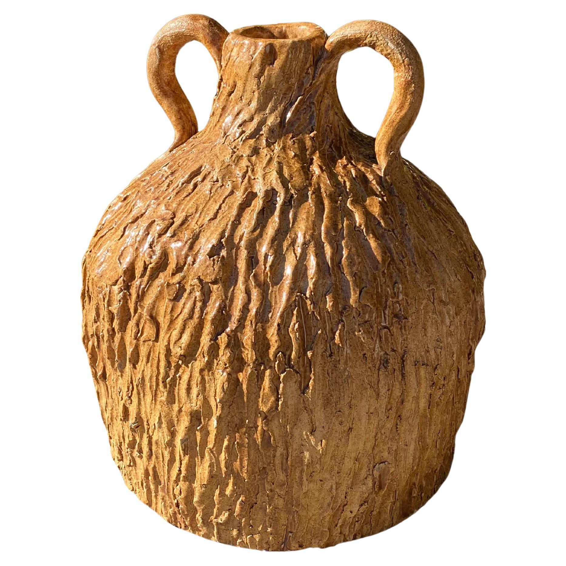 Faux Bois Honey Topf Vase Urne 1980er