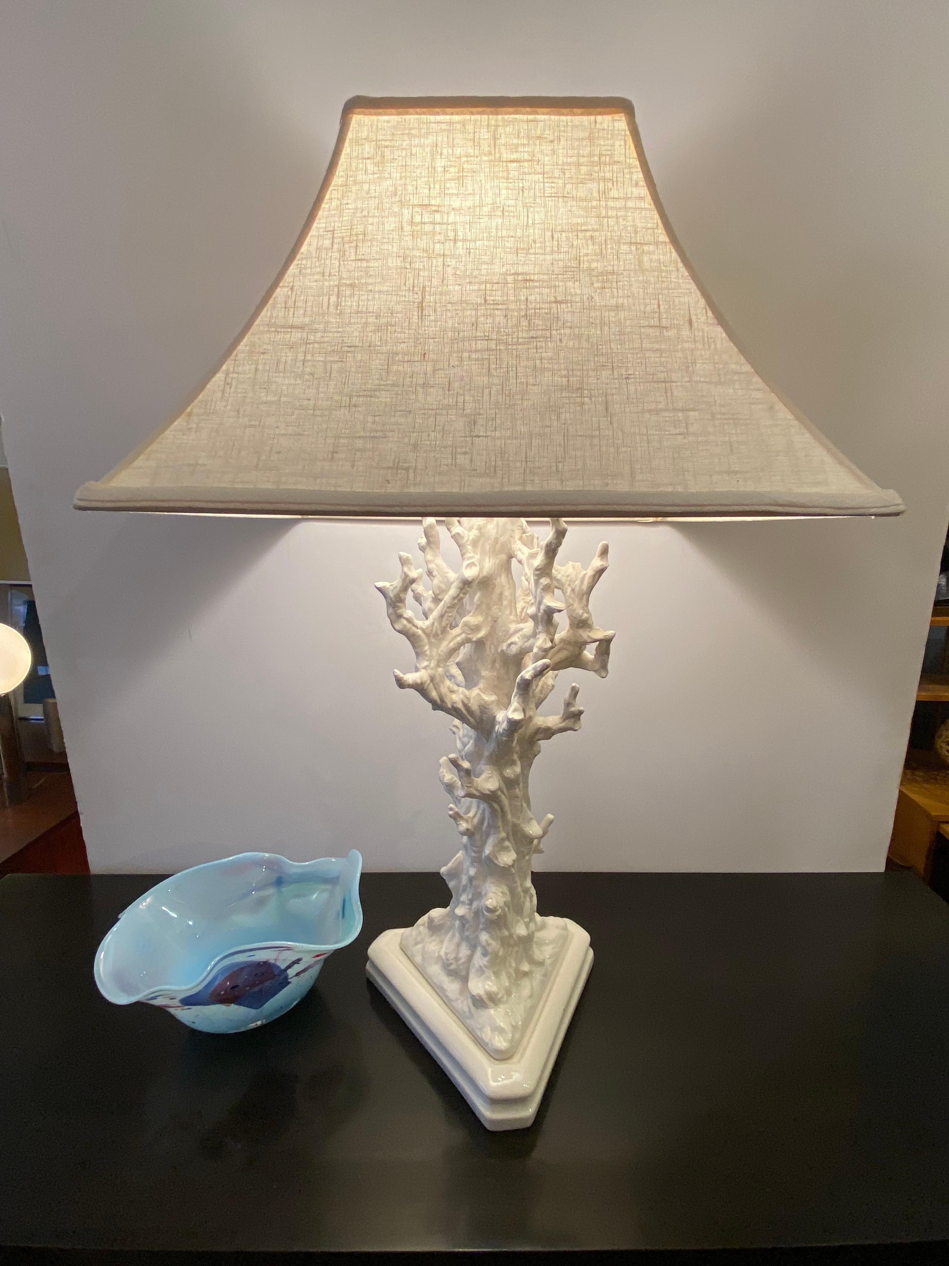 Faux Bois Italian Ceramic Branch Table Lamp 8