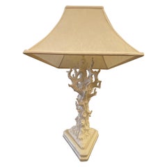 Faux Bois Italian Ceramic Branch Table Lamp