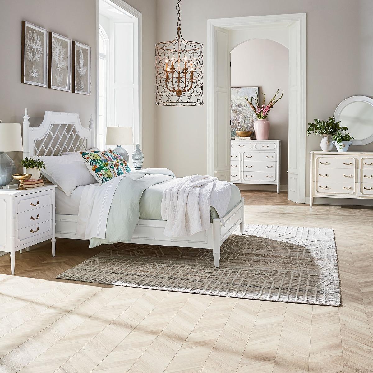 Faux Bois Mid Century Modern Queen Bett (21. Jahrhundert und zeitgenössisch) im Angebot