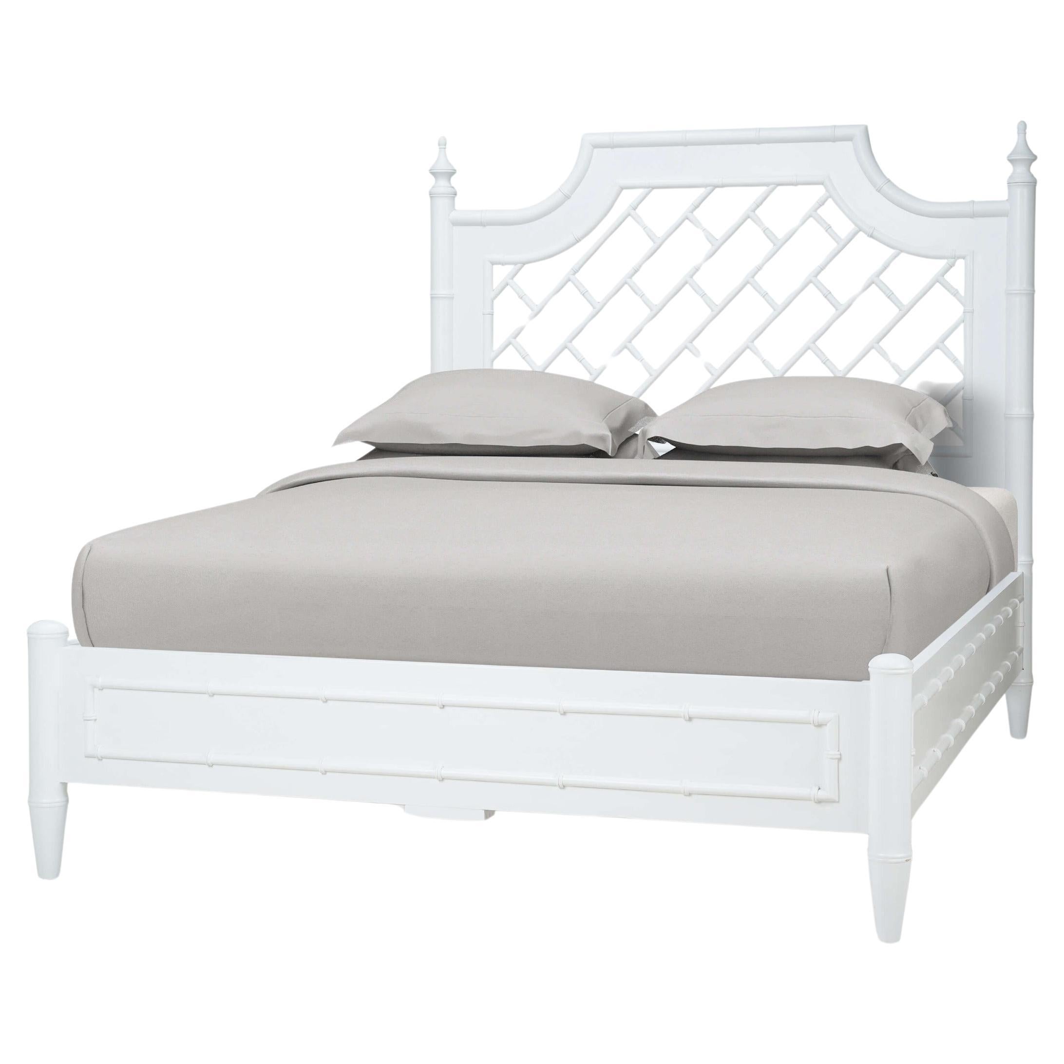 Faux Bois Mid Century Modern Queen Bett im Angebot