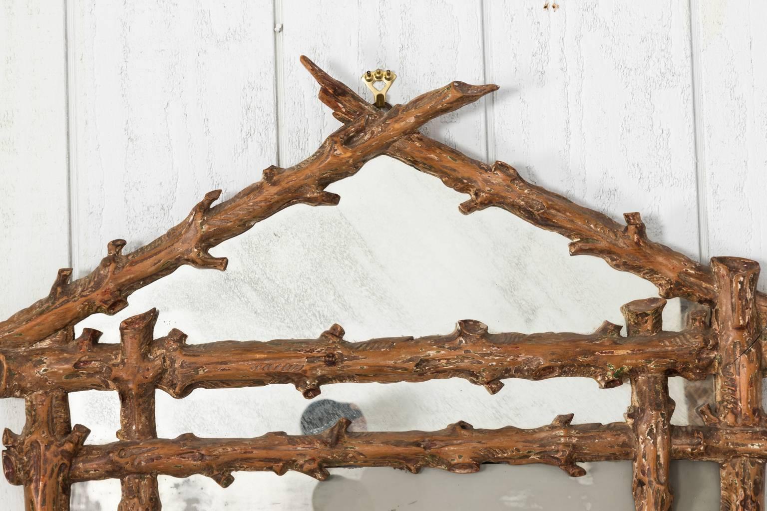 Carved Faux Bois Mirror