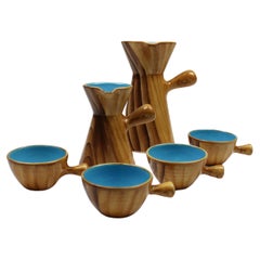 Faux Bois Mug & Cups by Grandjean Jourdan Vallauris Ceramics France 1960's
