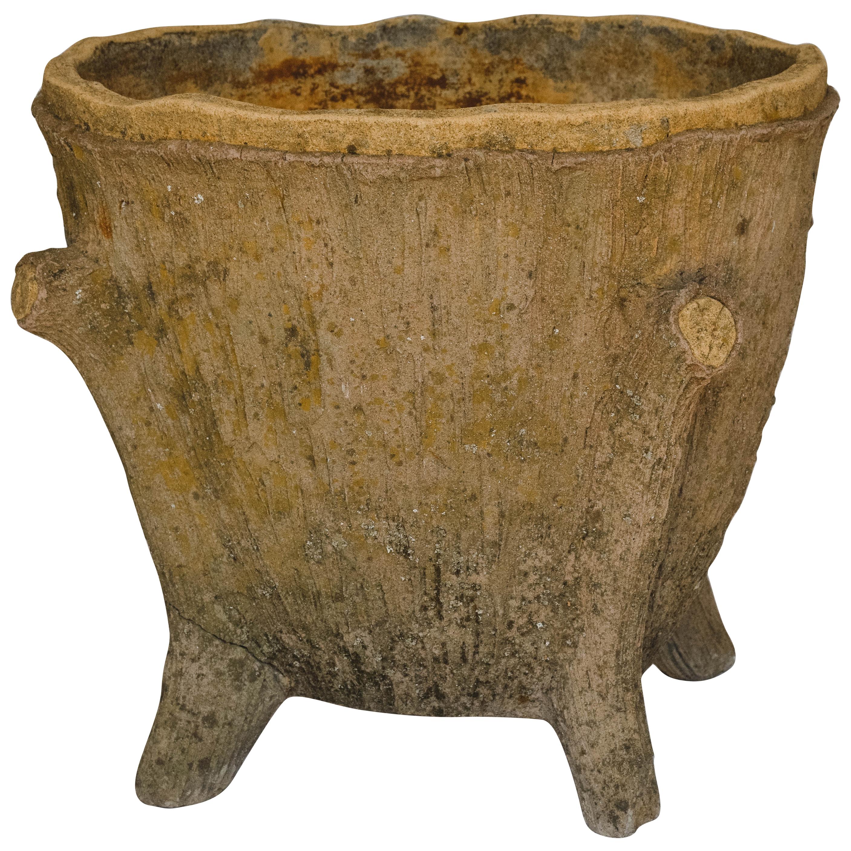 Modern English Faux Bois Pottery Vessel For Sale at 1stDibs