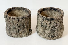 Faux Bois Planter Urn or Garden Pot in Shape of Tree Trunk (Two Available)